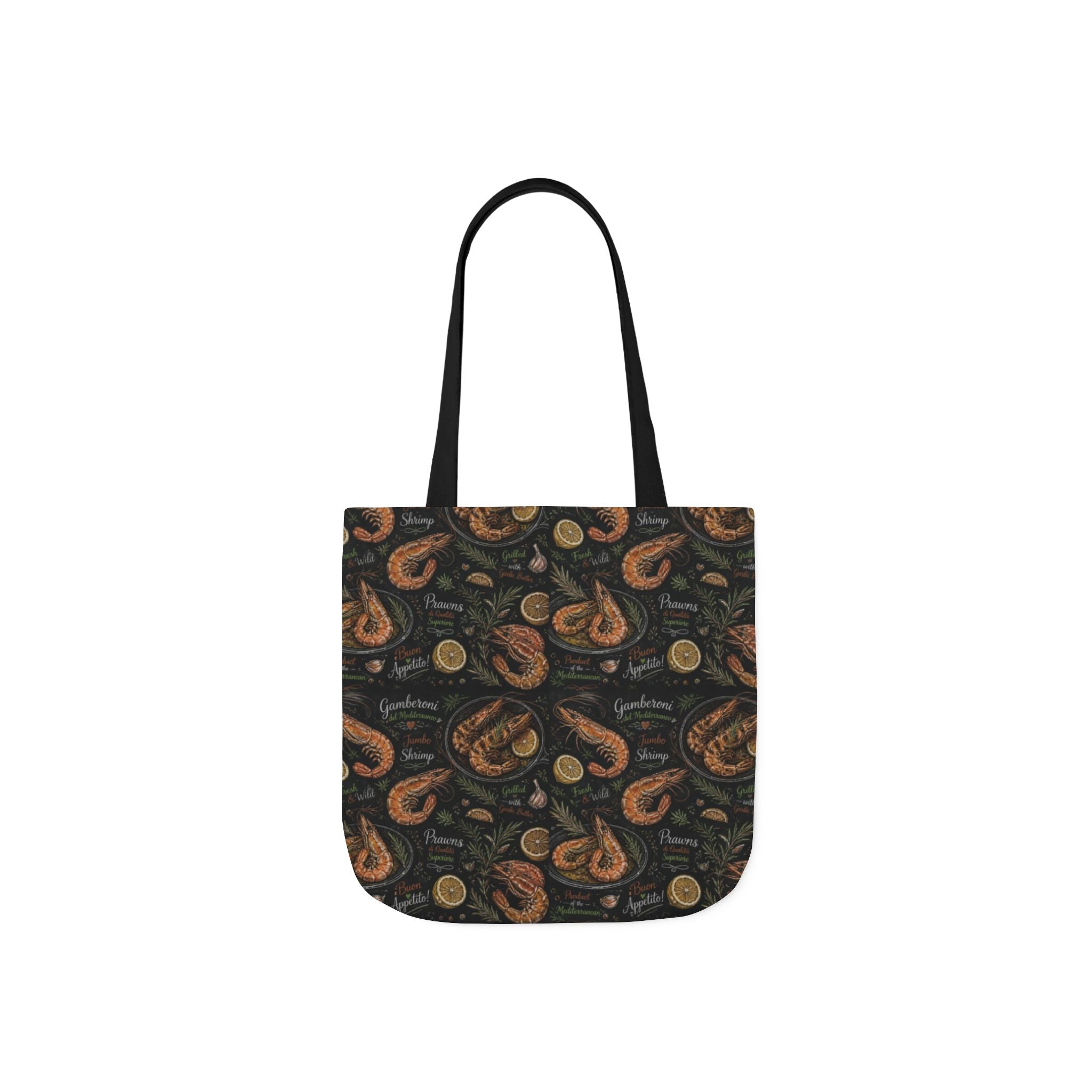 Mediterranean Shrimp Canvas Tote Bag Mediterranean Kitchen Chalk Art Design Italian Cottagecore Gift