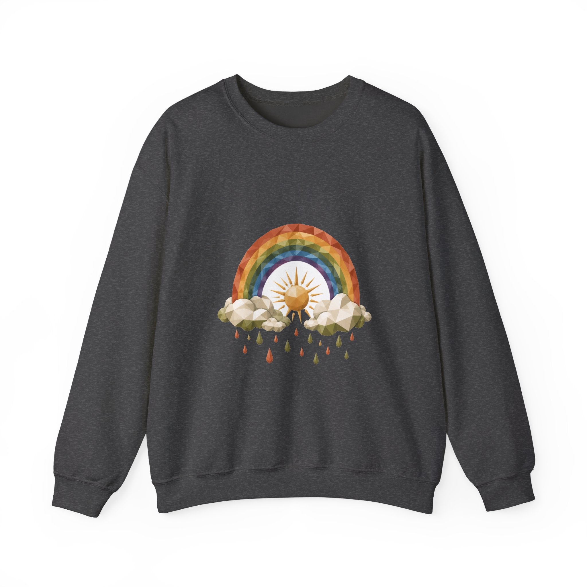 Matching Couple Sweatshirt - Storm & Rainbow Matching Couple Premium Fleece Sweatshirt Geometric Art His Hers Love Gift - Design B