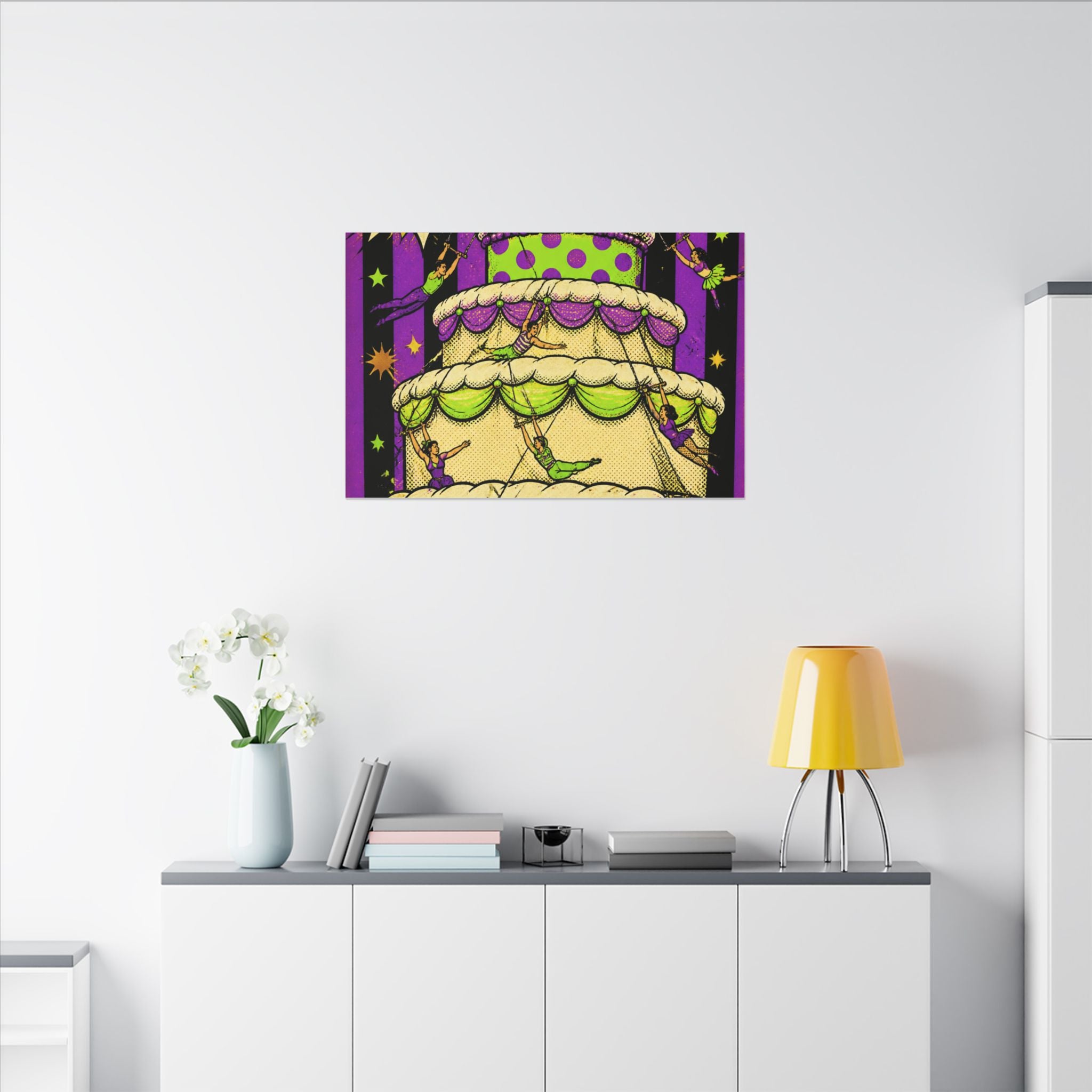 Birthday Cake Trapeze Wall Art Canvas 24×36 Pop Art Restaurant Decor Maximalist Print