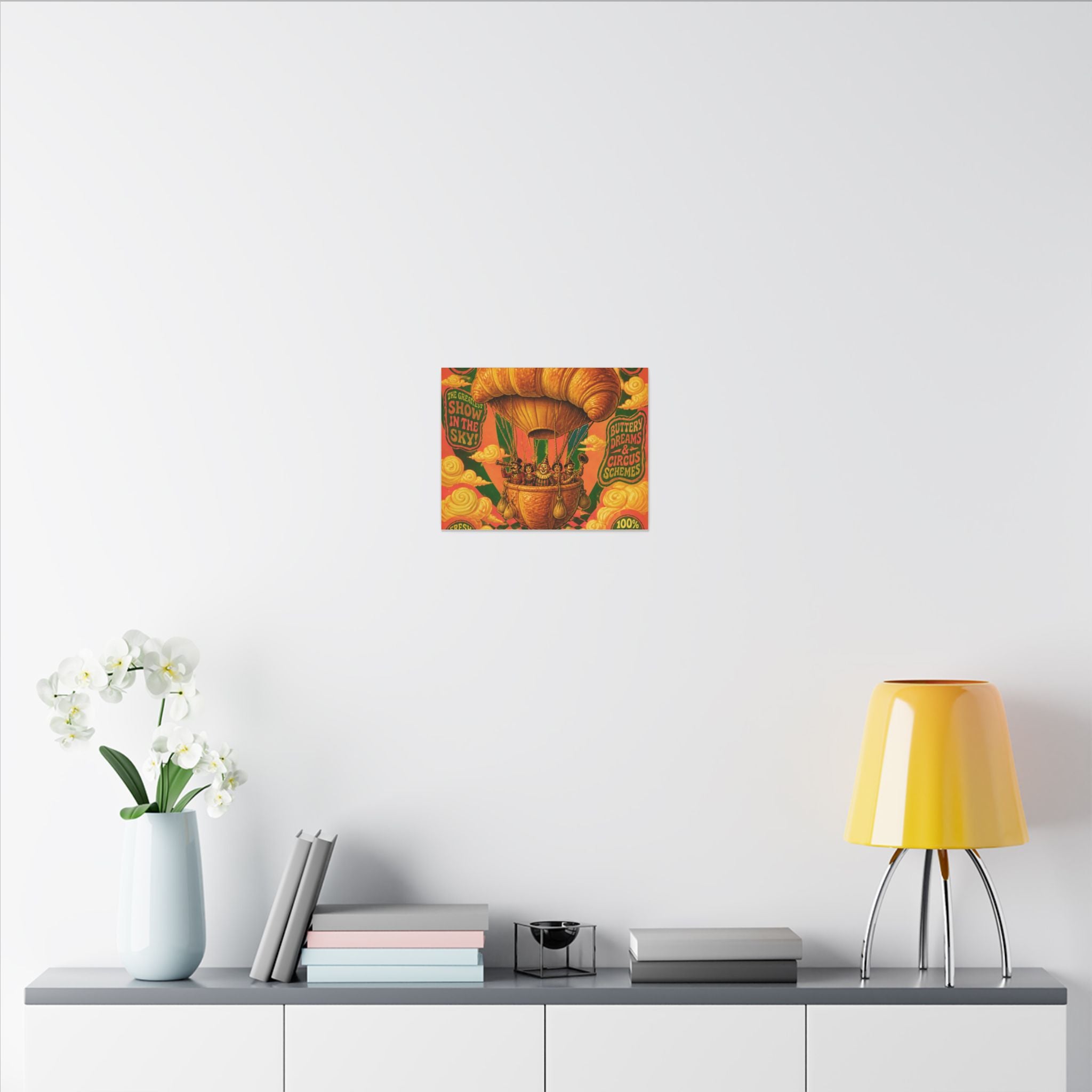 Croissant Hot Air Balloon Wall Art Canvas 24×36 Psychedelic Dining Room Decor Maximalist Print