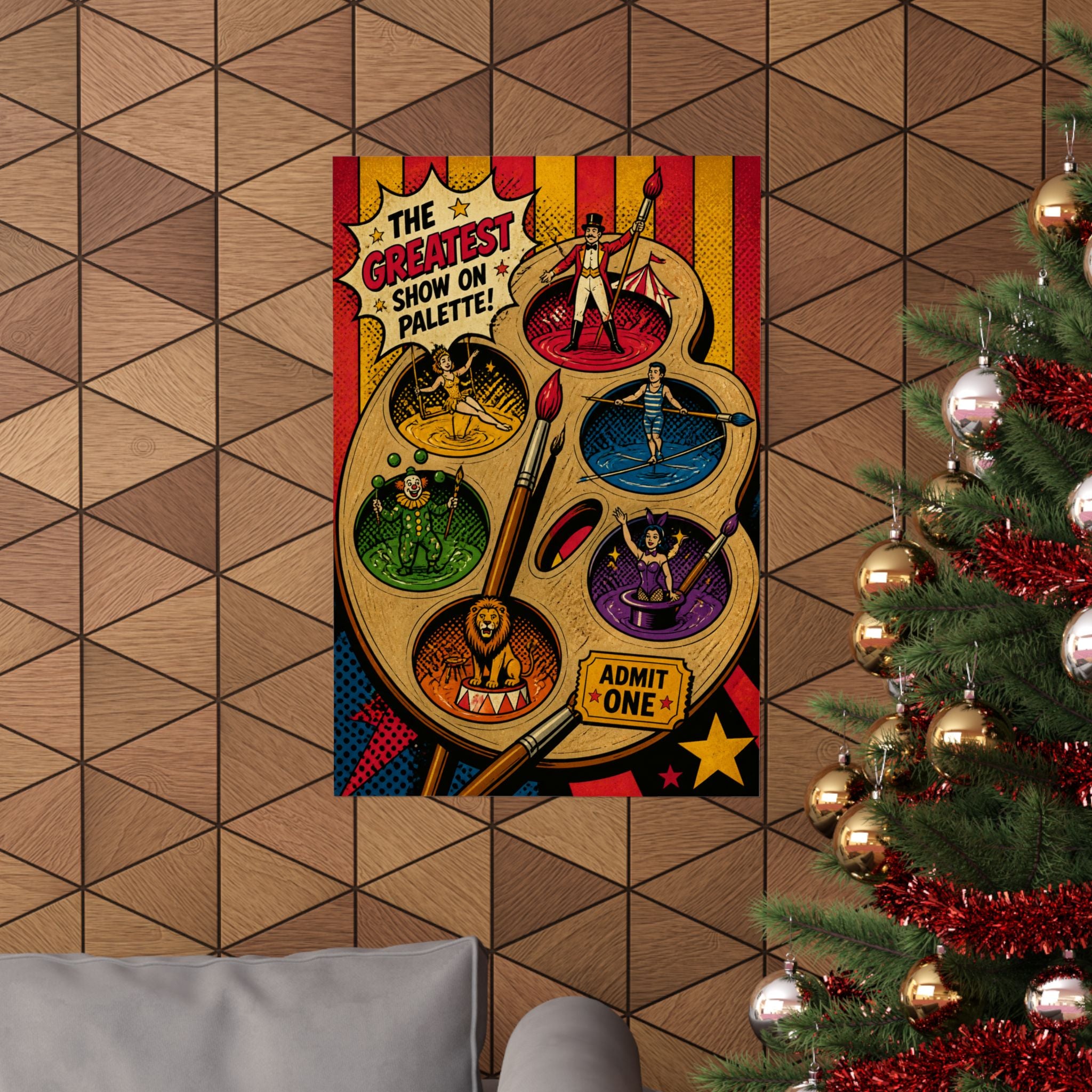 Paint Palette Stage Wall Art Poster 24×36 Pop Art Restaurant Decor Maximalist Print