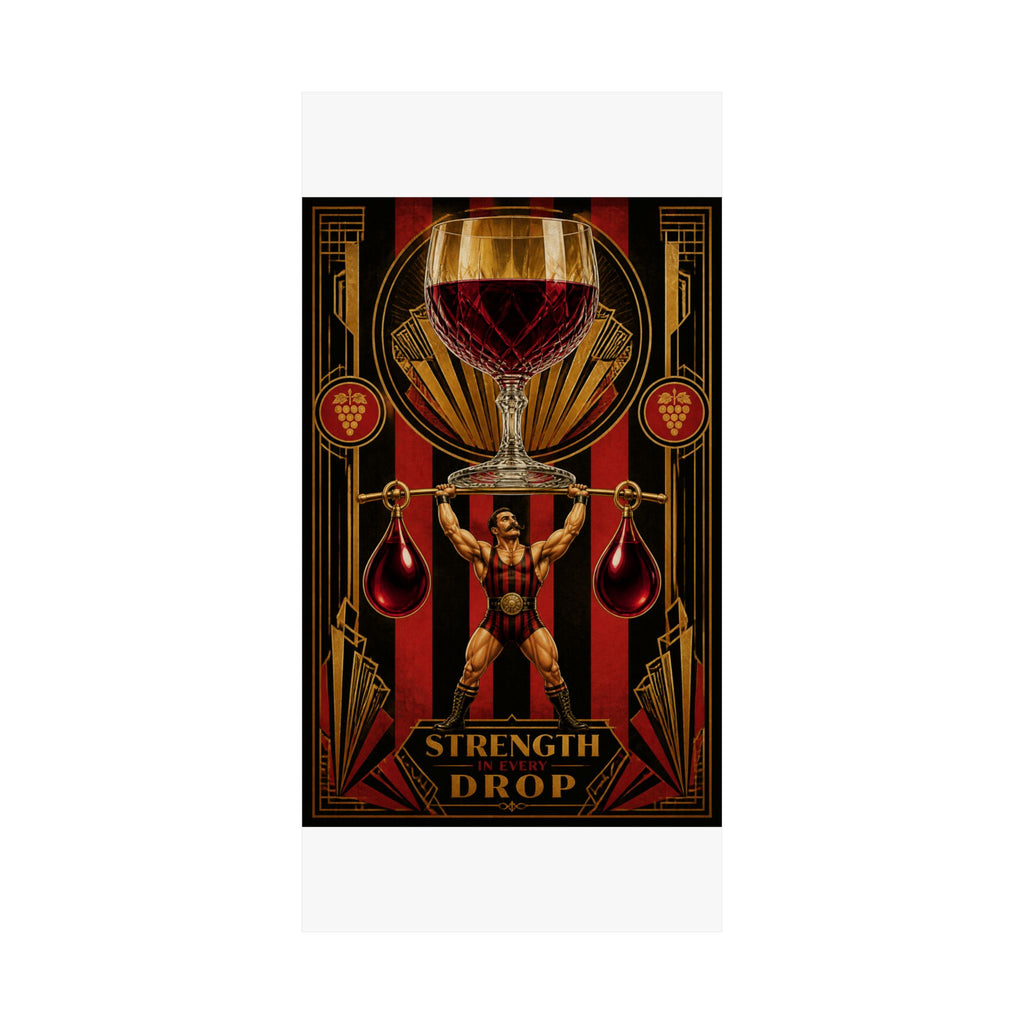 Wine Glass Strongman Wall Art Poster 18×24 Art Deco Entryway Decor Maximalist Print