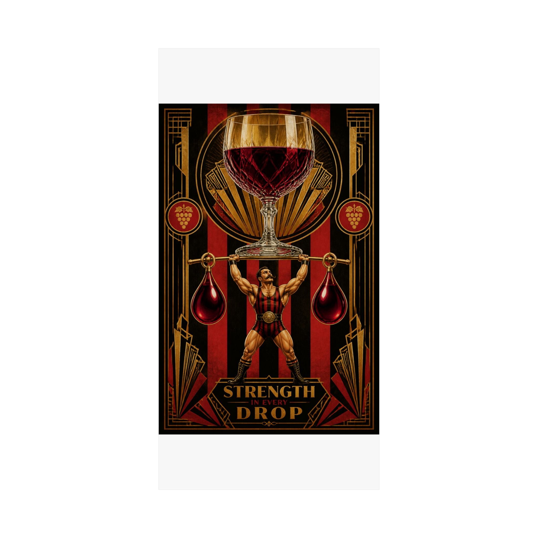 Wine Glass Strongman Wall Art Poster 18×24 Art Deco Entryway Decor Maximalist Print