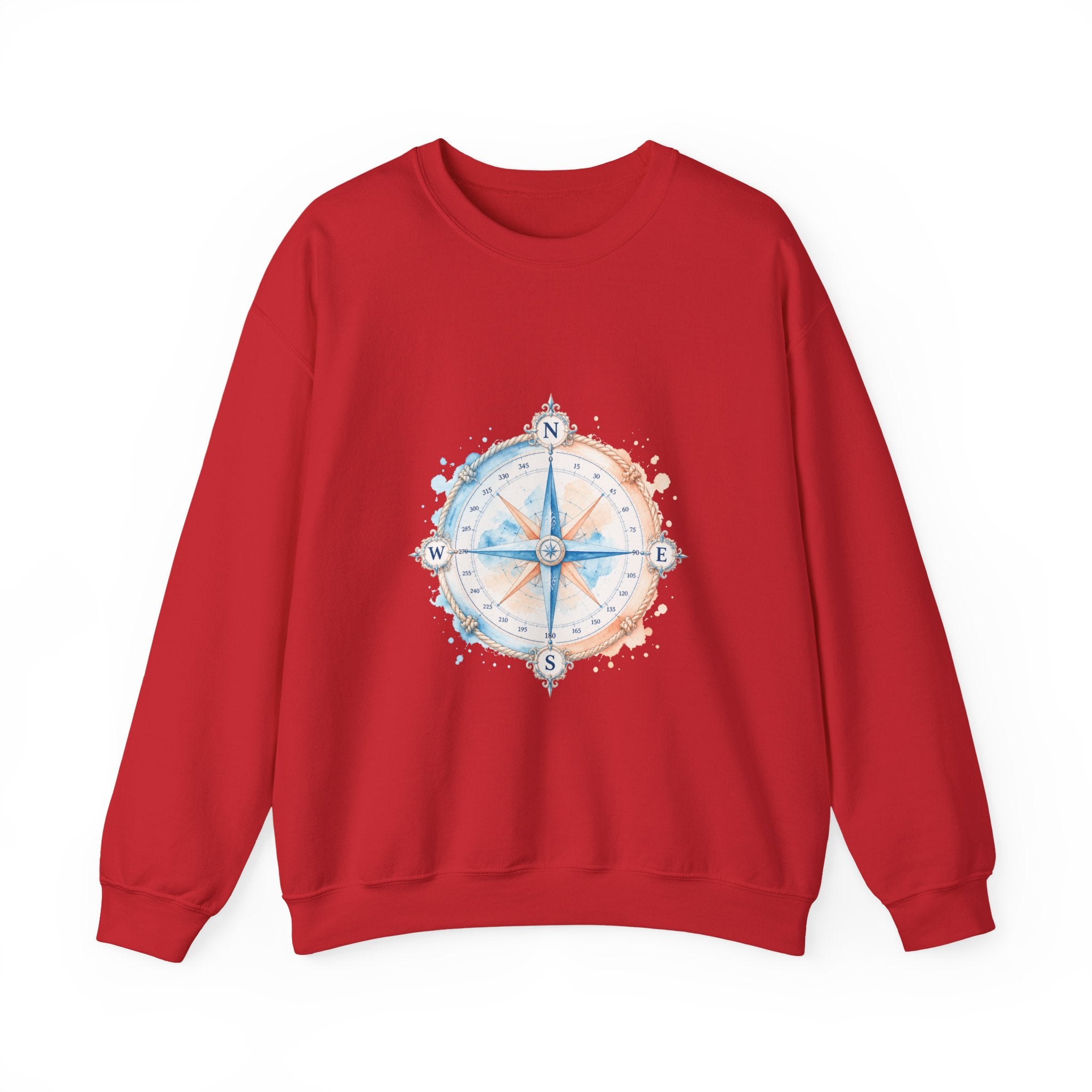 Matching Couple Sweatshirt - Compass North & South Matching Couple Premium Fleece Sweatshirt Watercolor Art His Hers Birthday Gift - Design A