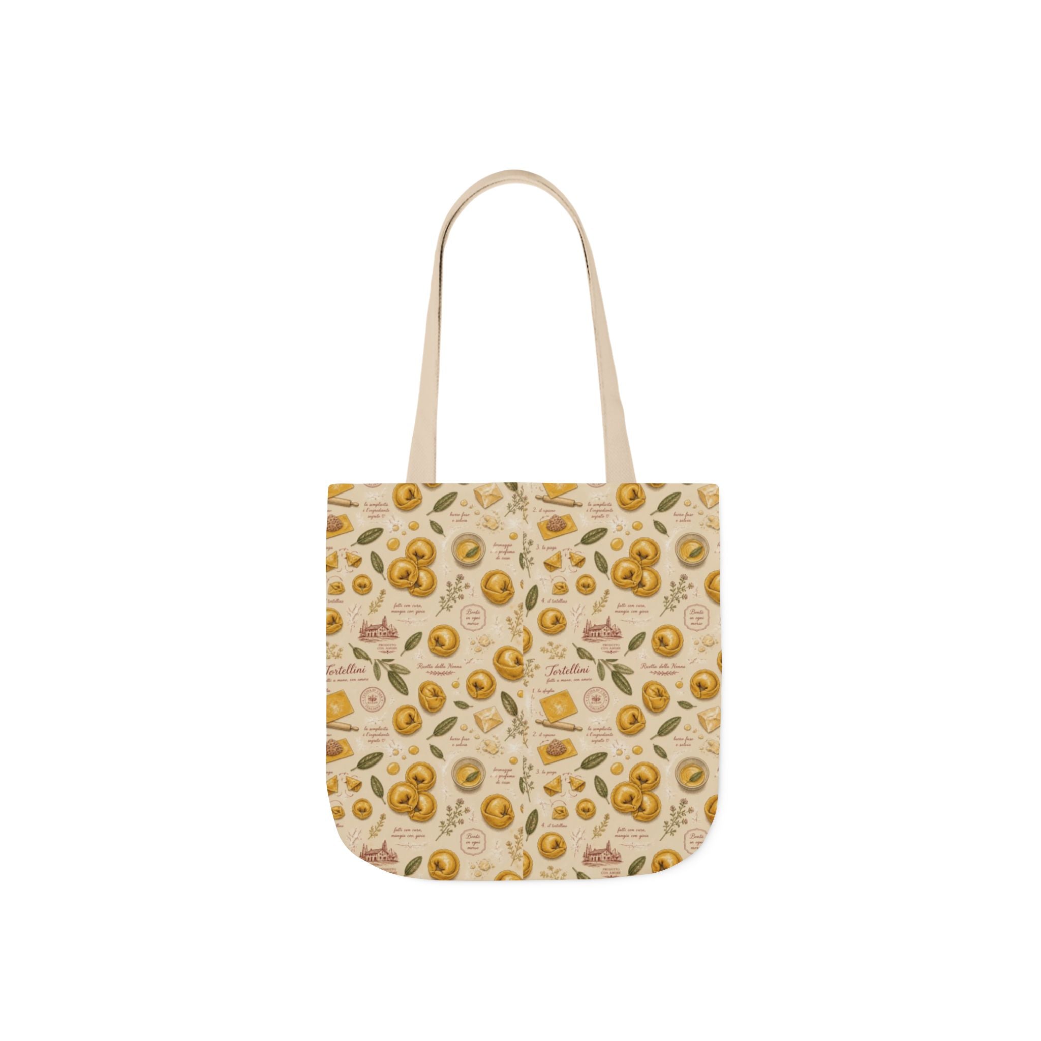 Tortellini with Sage Canvas Tote Bag Mediterranean Kitchen Botanical Design Italian Cottagecore Gift