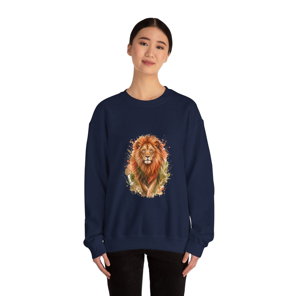 Matching Couple Sweatshirt - Lion & Lamb Matching Couple Comfort Colors Crew Watercolor Art His Hers Birthday Gift - Design A