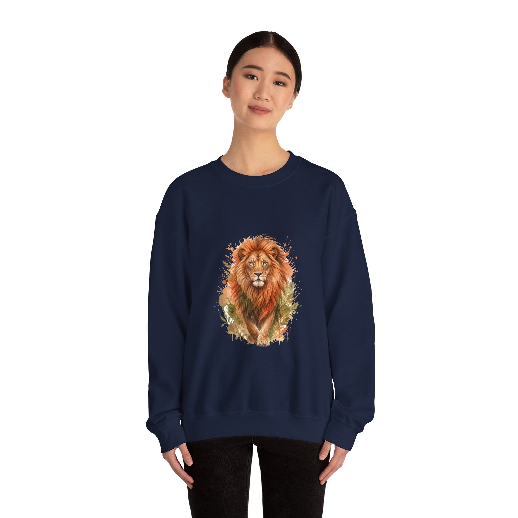 Matching Couple Sweatshirt - Lion & Lamb Matching Couple Comfort Colors Crew Watercolor Art His Hers Birthday Gift - Design A