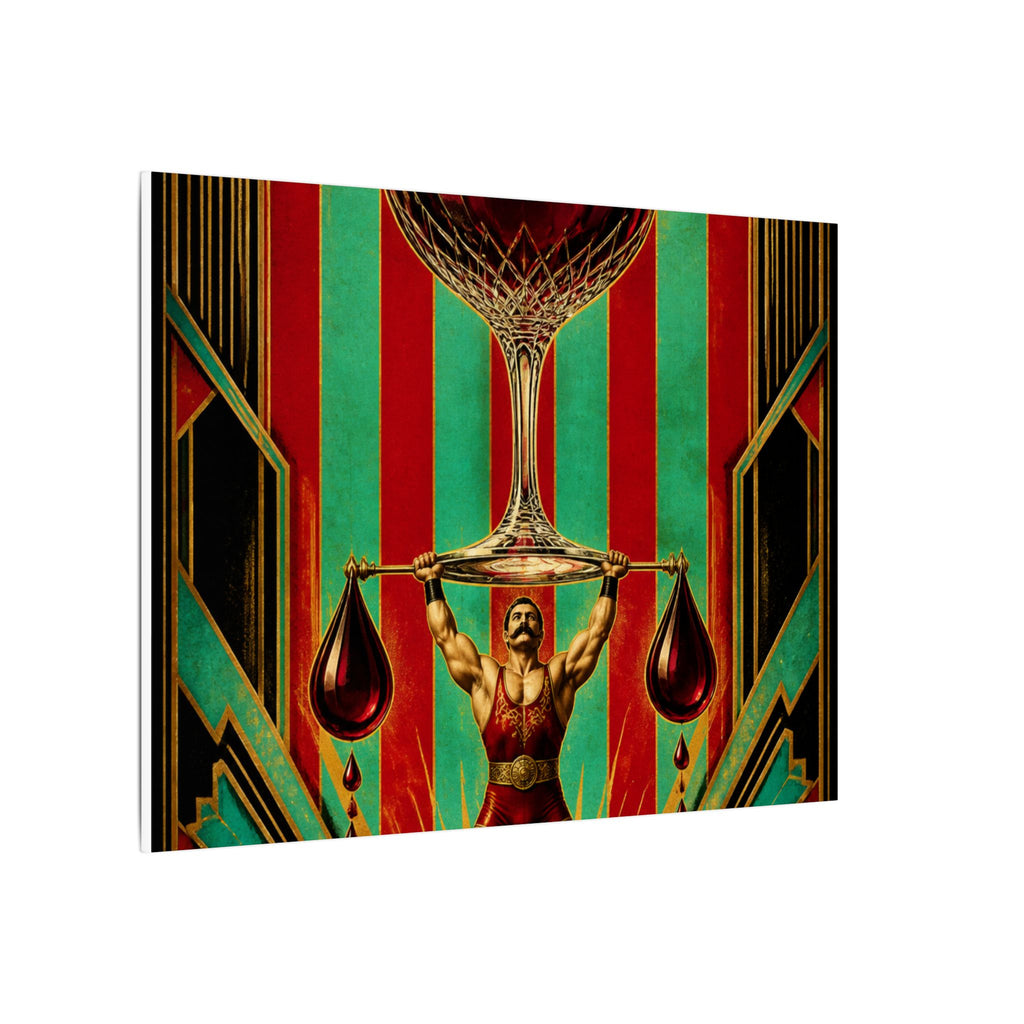 Wine Glass Strongman Wall Art Canvas 24×36 Art Deco Bar Area Decor Maximalist Print