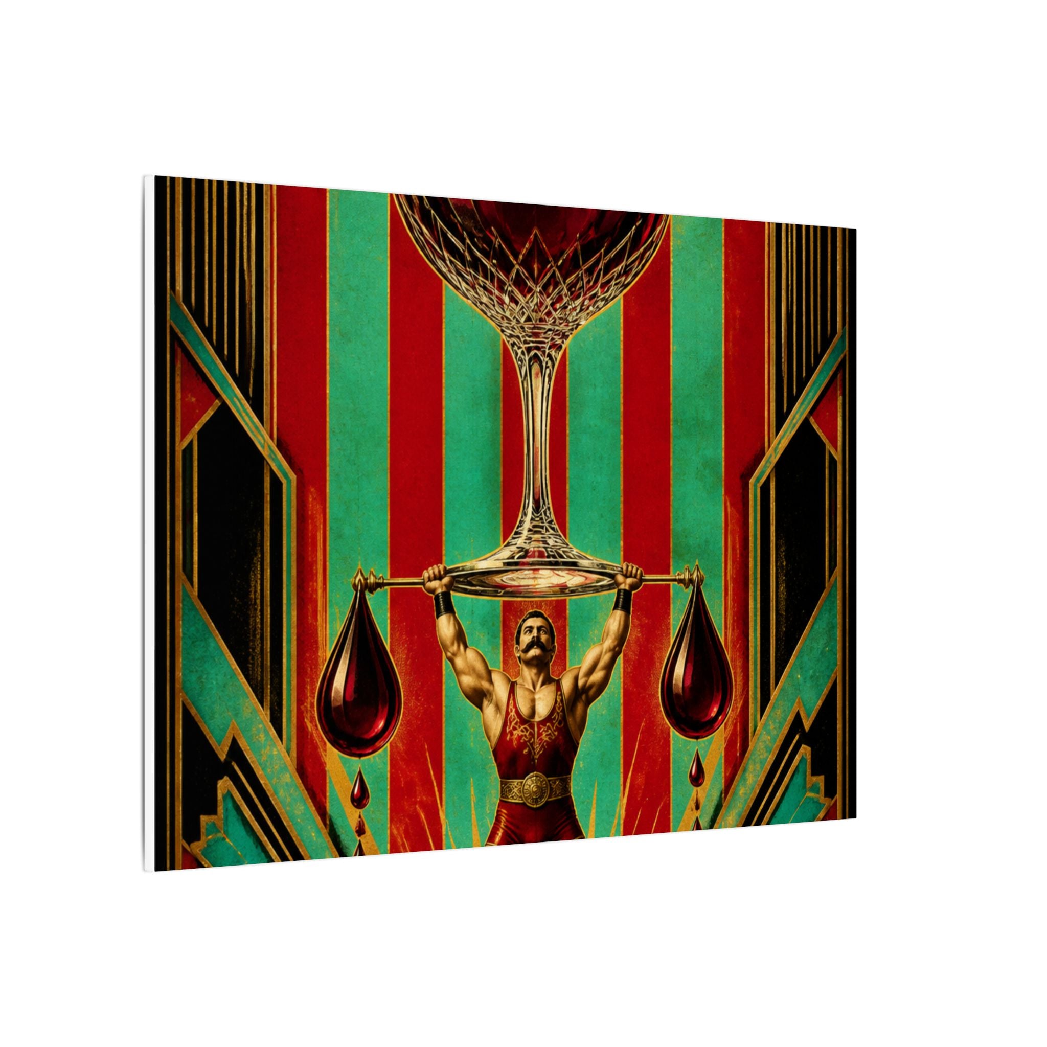 Wine Glass Strongman Wall Art Canvas 24×36 Art Deco Bar Area Decor Maximalist Print