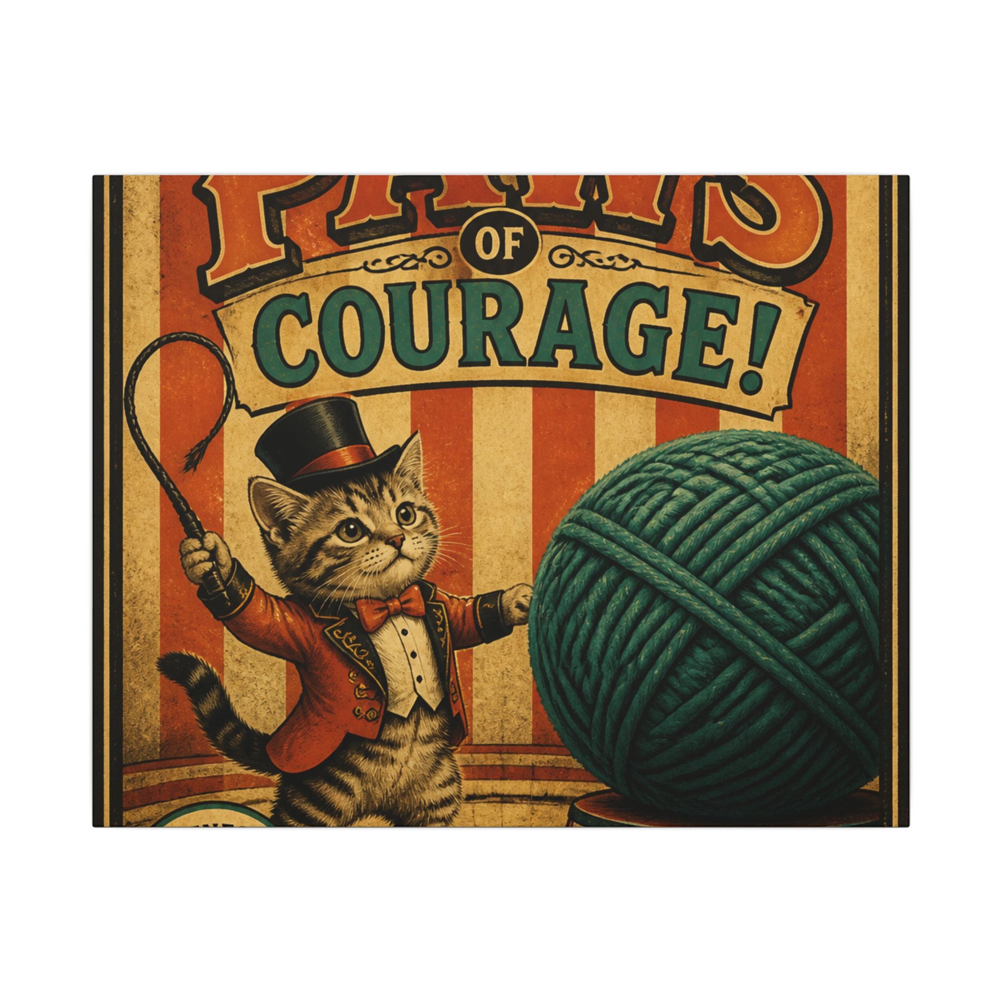 Cat Lion Tamer Wall Art Canvas 16×20 Vintage Circus Kitchen Decor Maximalist Print