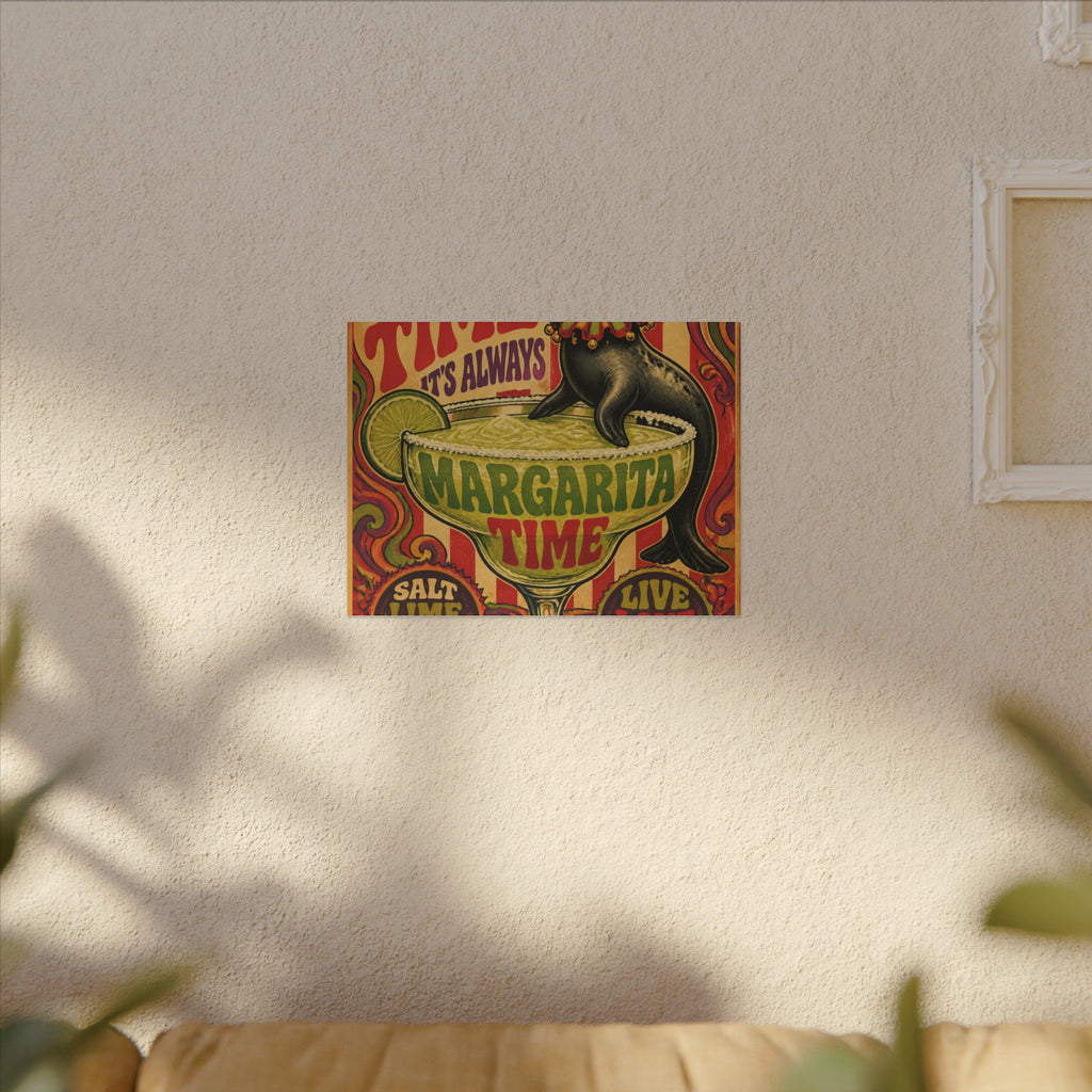 Margarita Balancing Seal Wall Art Canvas 24×36 Psychedelic Dining Room Decor Maximalist Print