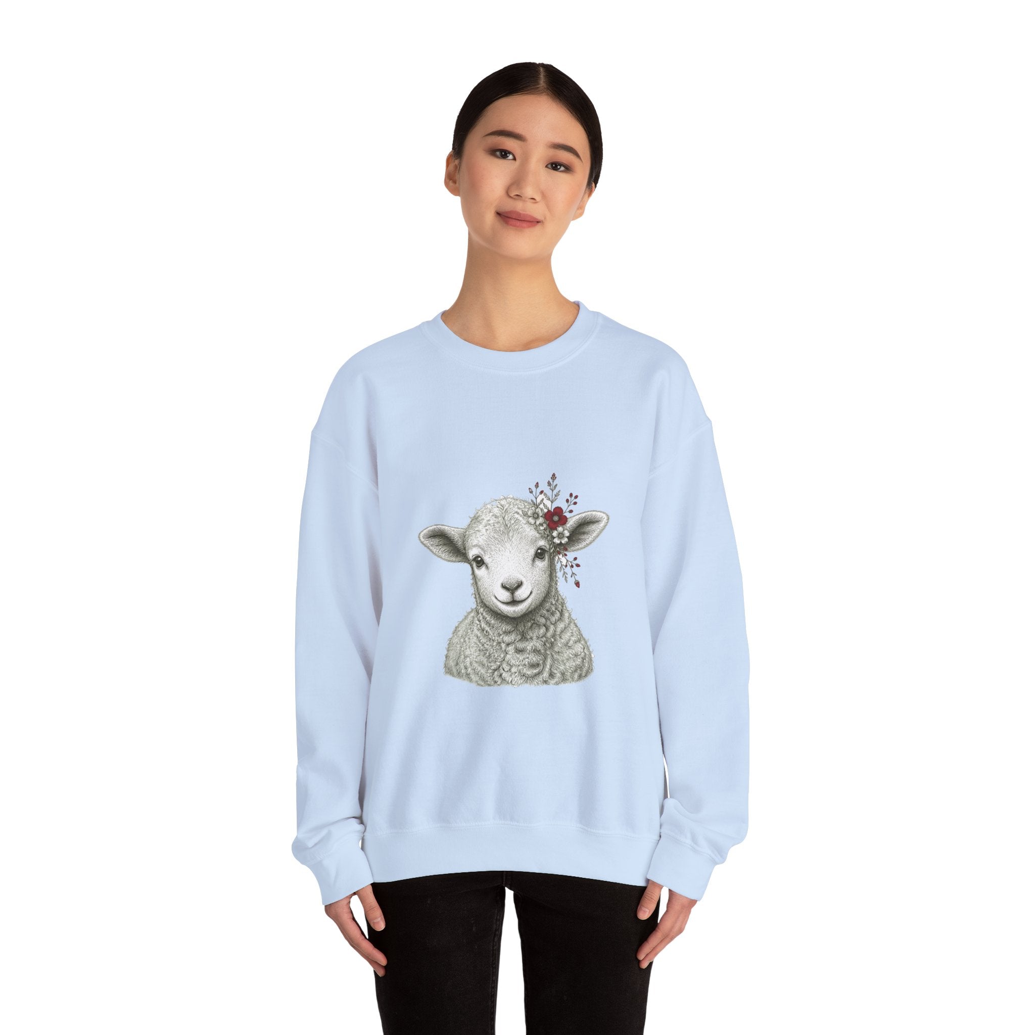 Matching Couple Sweatshirt - Lion & Lamb Matching Couple Crewneck Sweatshirt Hand-Drawn Art His Hers Best Friend Gift - Design B