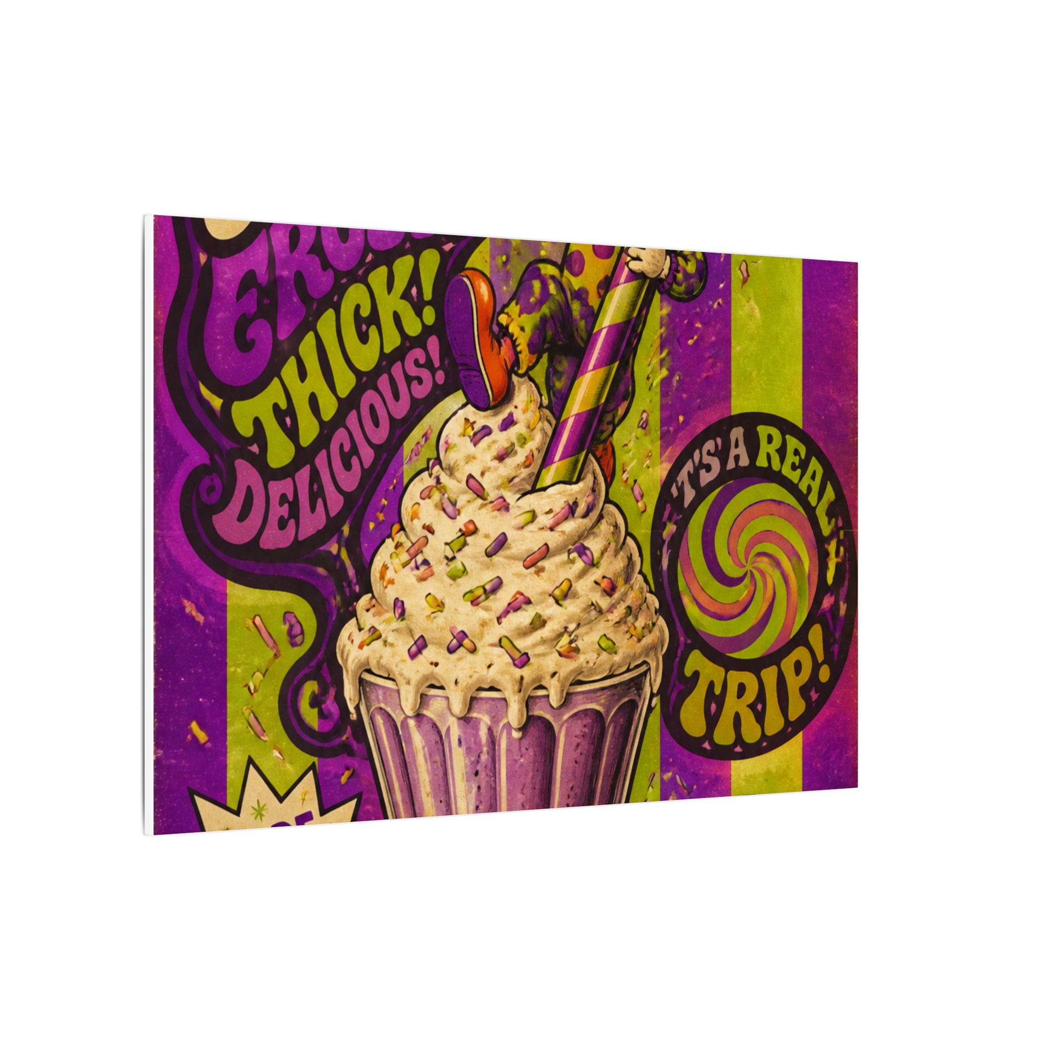 Milkshake Slide Clown Wall Art Canvas 16×20 Psychedelic Cafe Decor Maximalist Print