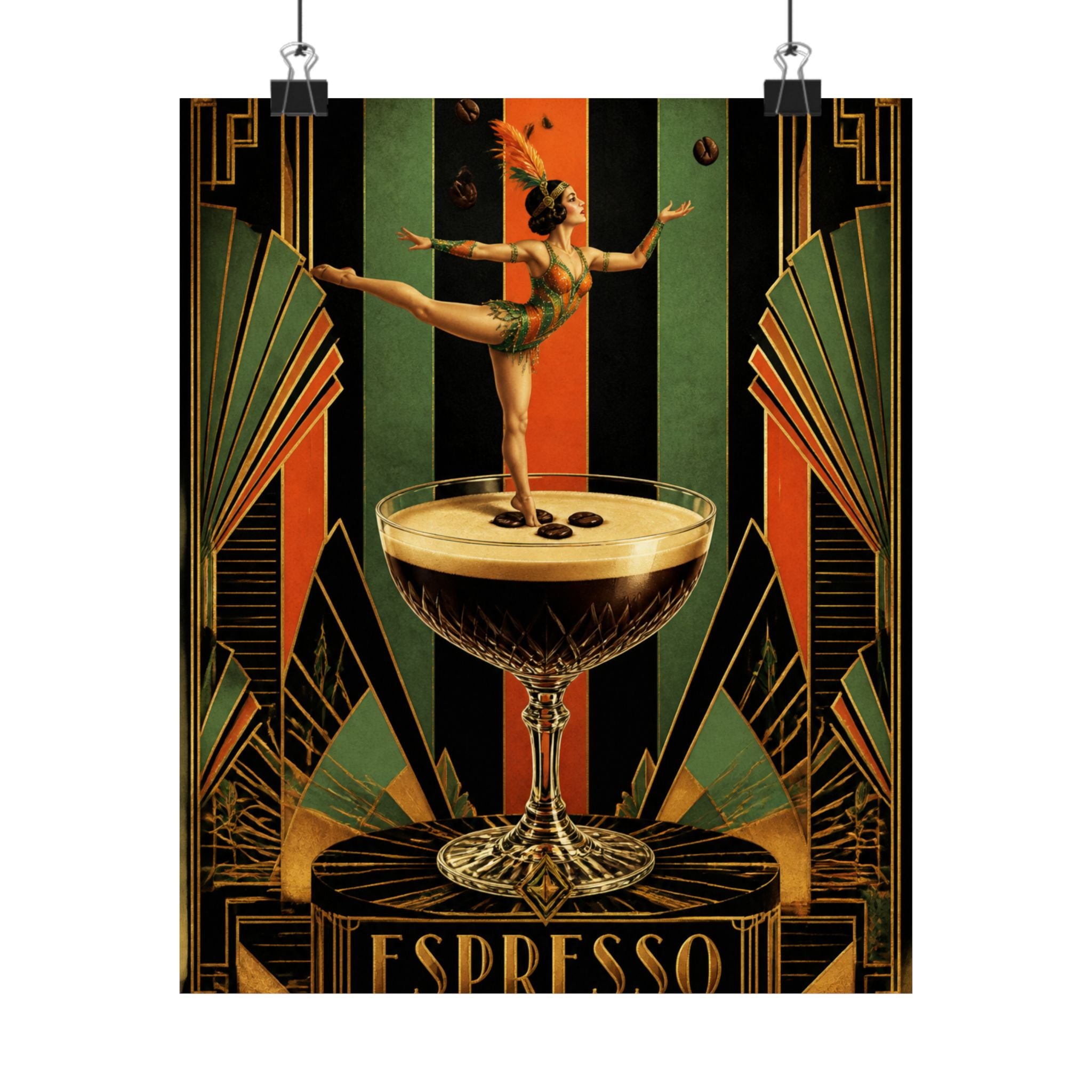 Espresso Martini Acrobat Wall Art Poster 24×36 Art Deco Bar Area Decor Maximalist Print
