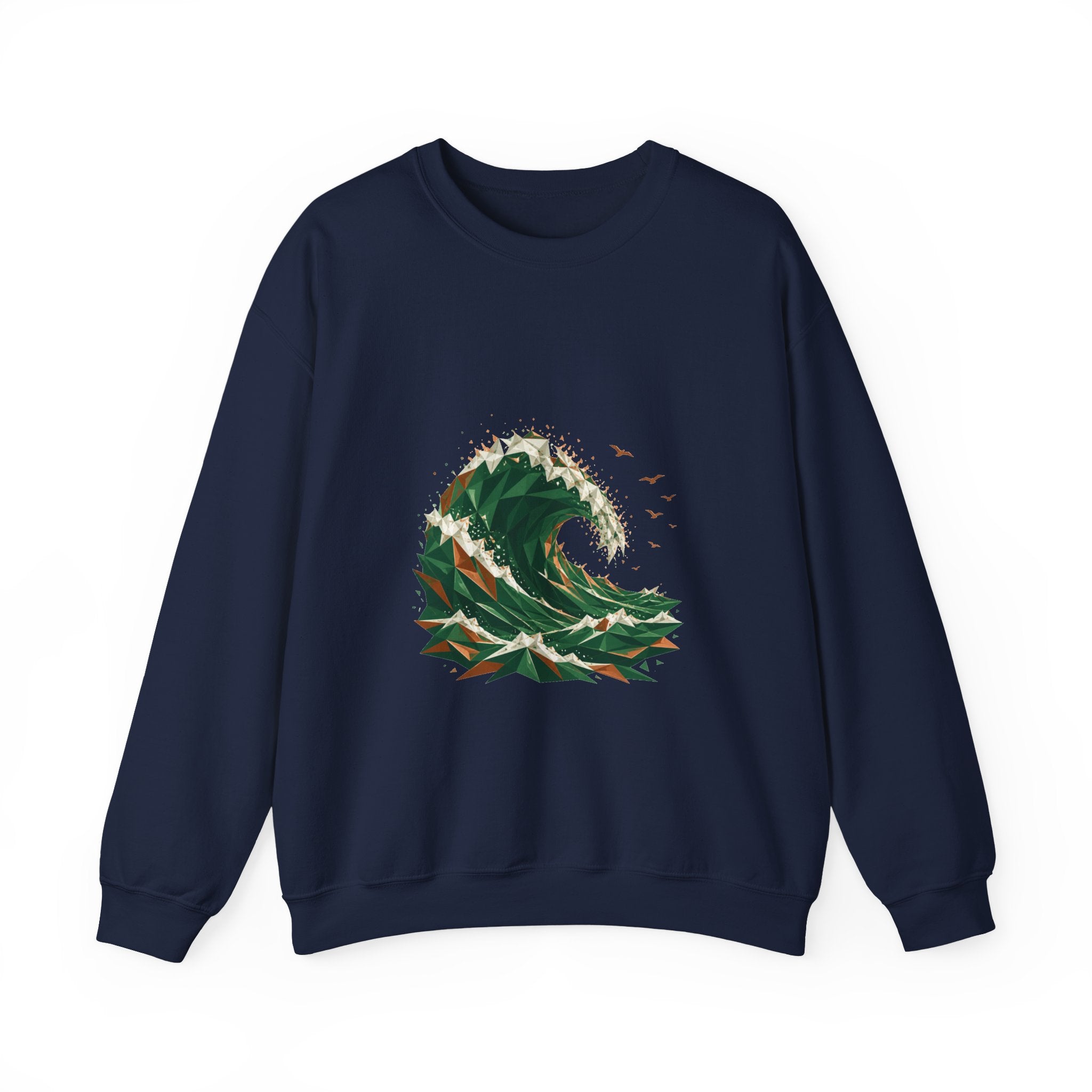 Matching Couple Sweatshirt - Mountain & Ocean Matching Couple Premium Fleece Sweatshirt Geometric Art His Hers Love Gift - Design B