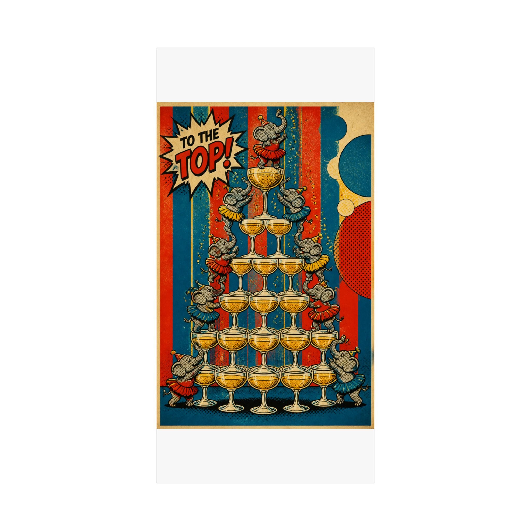 Champagne Tower Elephants Wall Art Poster 24×36 Pop Art Restaurant Decor Maximalist Print