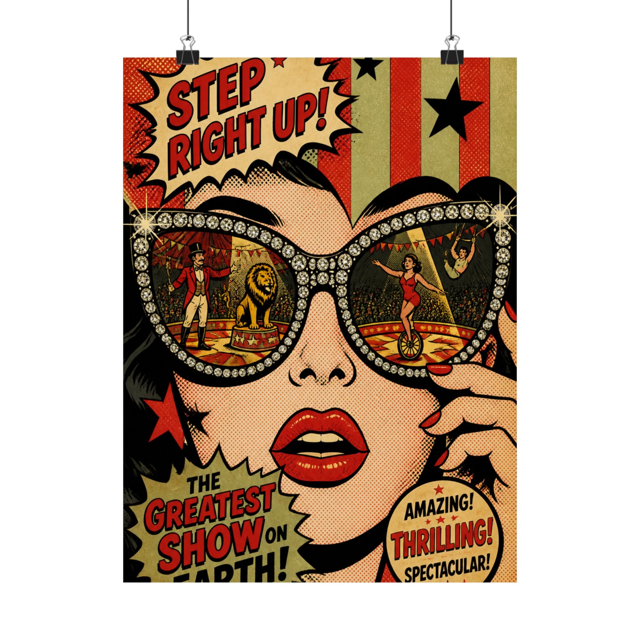Sunglasses Circus Ring Wall Art Poster 24×36 Pop Art Restaurant Decor Maximalist Print