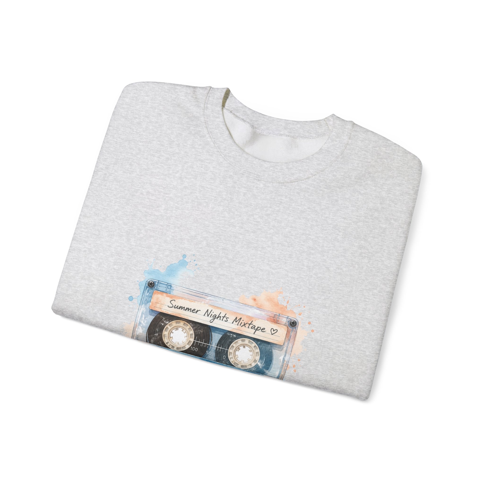 Matching Couple Sweatshirt - Vinyl & Cassette Matching Couple Comfort Colors Crew Watercolor Art His Hers Birthday Gift - Design B