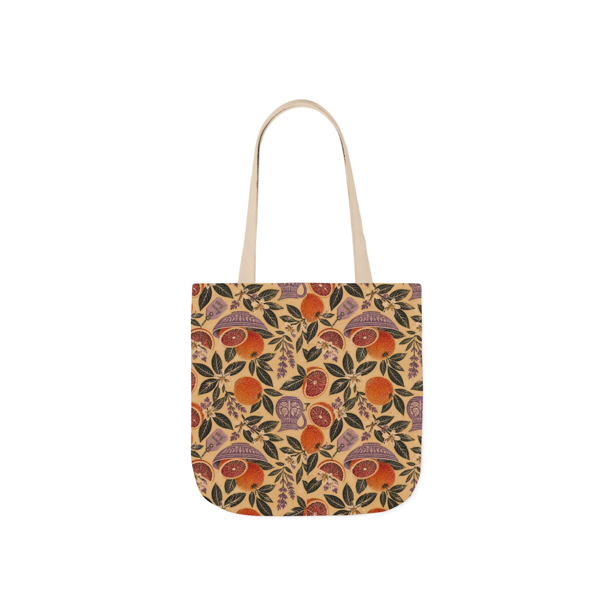 Blood Oranges Canvas Tote Bag Mediterranean Kitchen Linocut Design Italian Cottagecore Gift