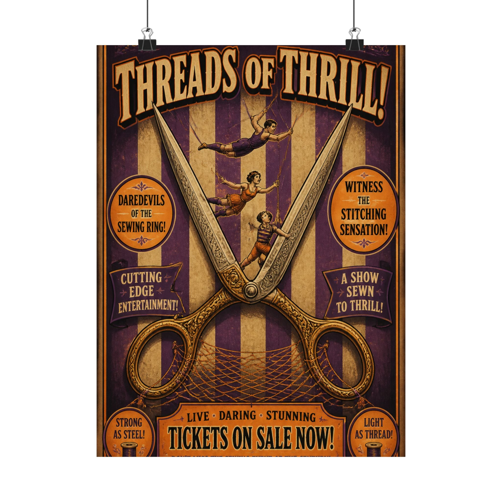 Giant Scissors Trapeze Wall Art Poster 18×24 Vintage Circus Kitchen Decor Maximalist Print