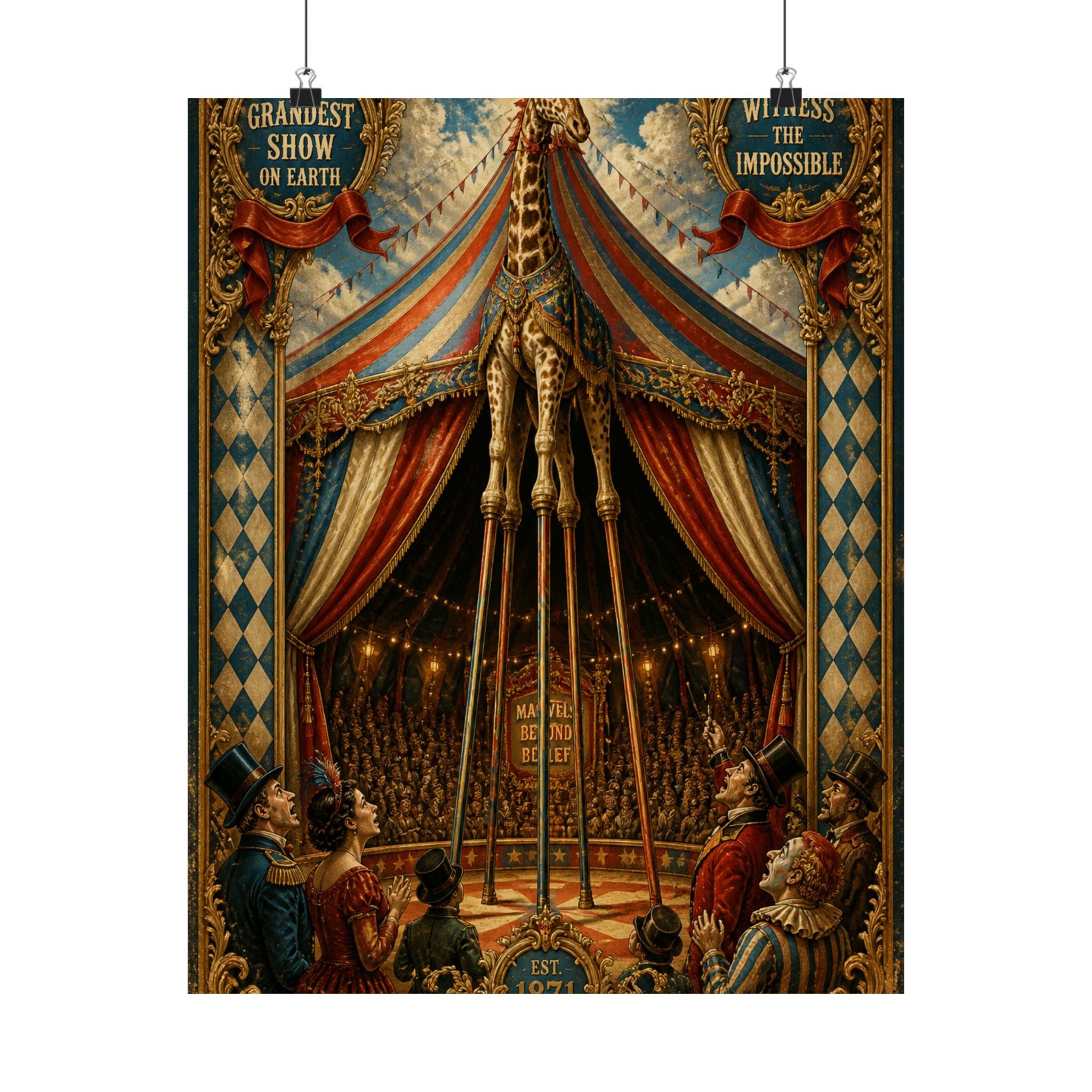 Giraffe on Stilts Wall Art Poster 18×24 Baroque Home Office Decor Maximalist Print