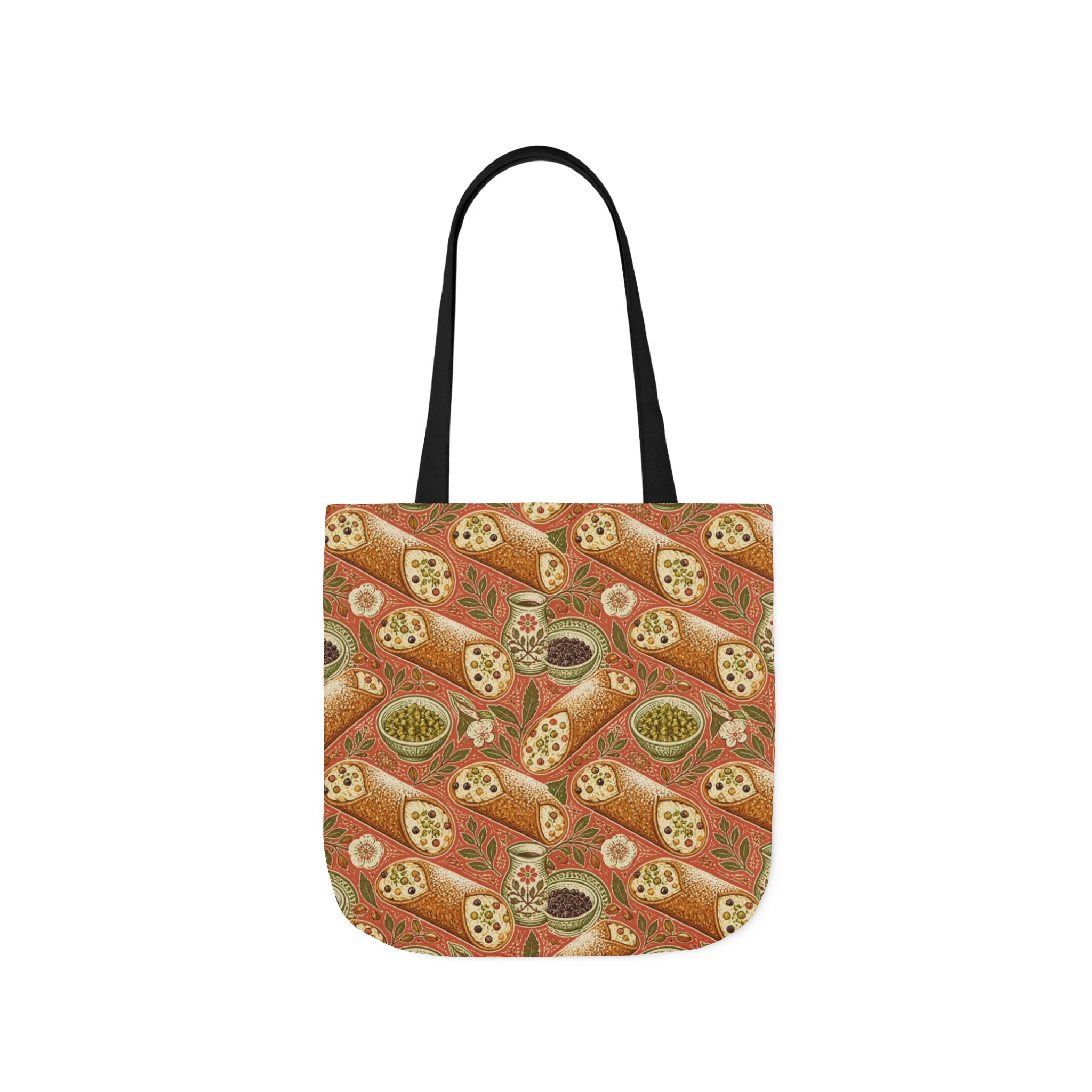 Sicilian Cannoli Canvas Tote Bag Mediterranean Kitchen Linocut Design Italian Cottagecore Gift