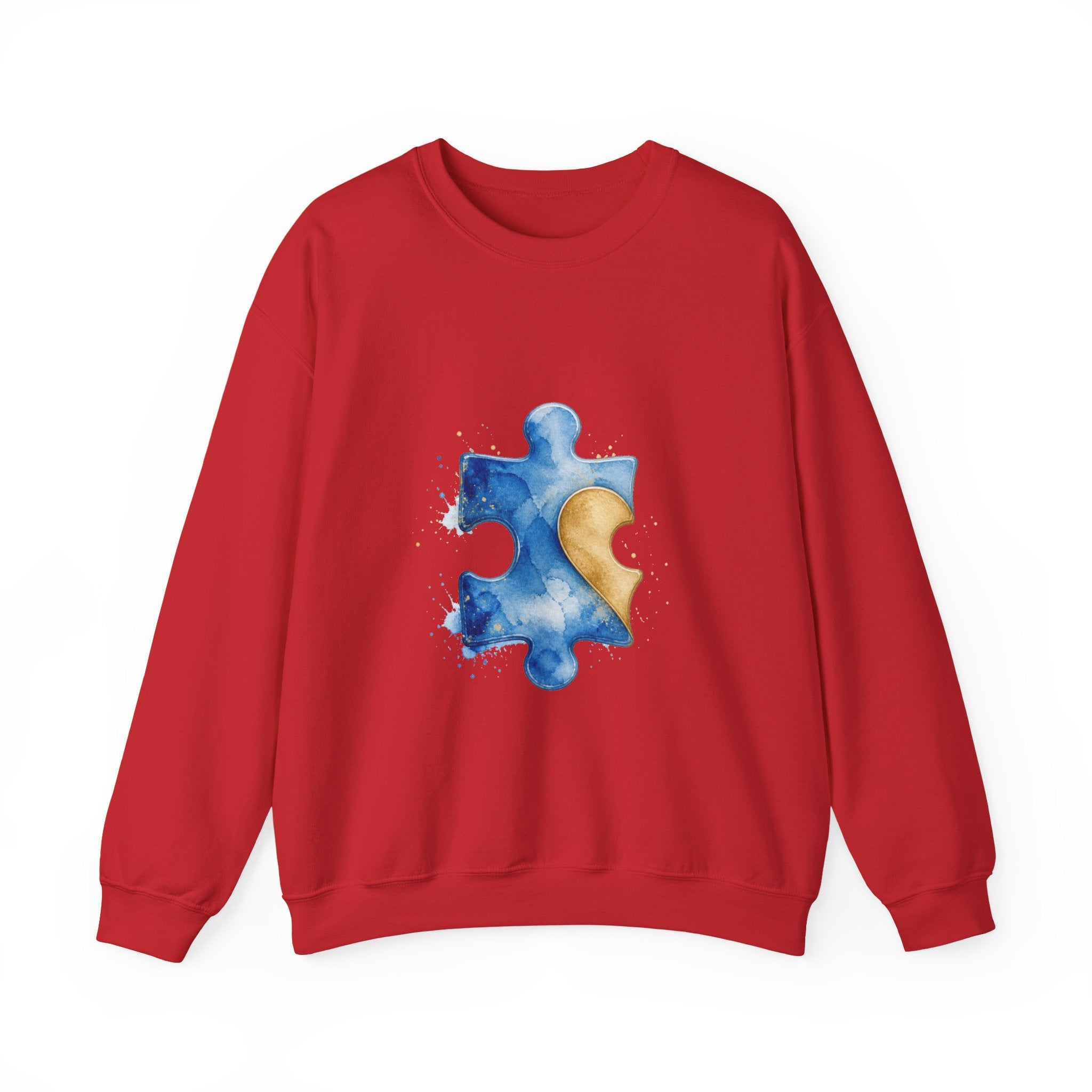 Matching Couple Sweatshirt - Puzzle Pieces Matching Couple Crewneck Sweatshirt Watercolor Art His Hers Engagement Gift - Design A