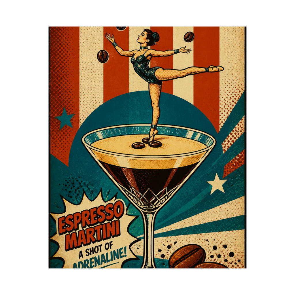 Espresso Martini Acrobat Wall Art Poster 18×24 Pop Art Living Room Decor Maximalist Print