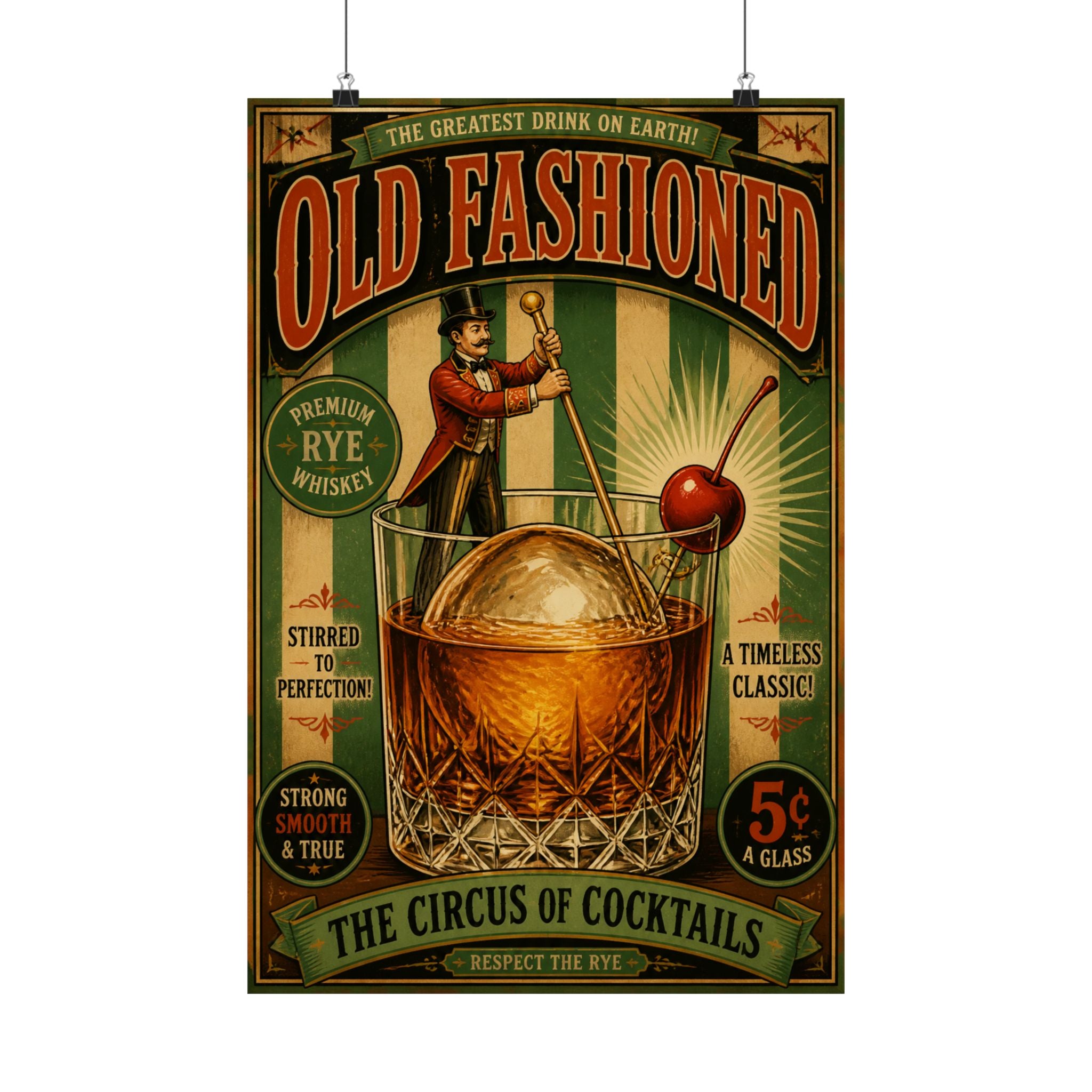 Old Fashioned Ringmaster Wall Art Poster 24×36 Vintage Circus Bedroom Decor Maximalist Print