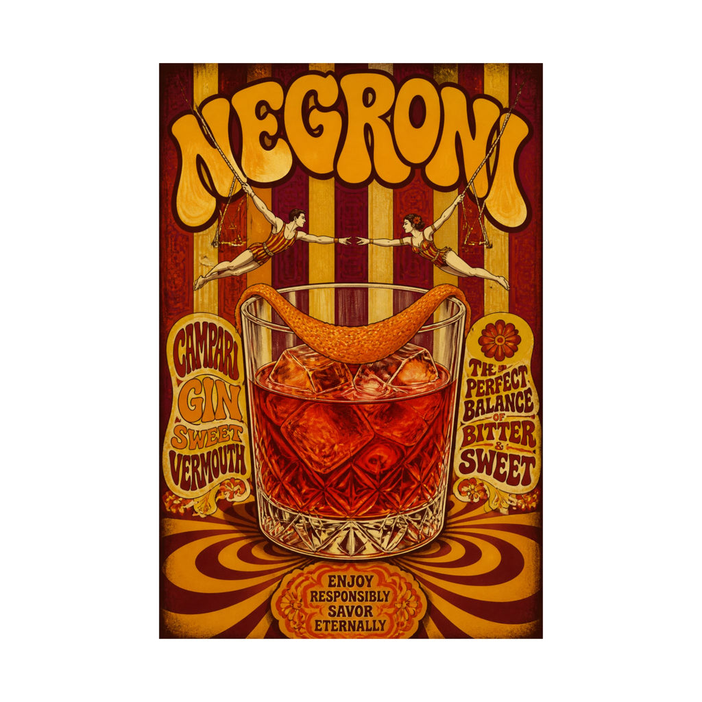 Negroni Trapeze Act Wall Art Poster 18×24 Psychedelic Cafe Decor Maximalist Print