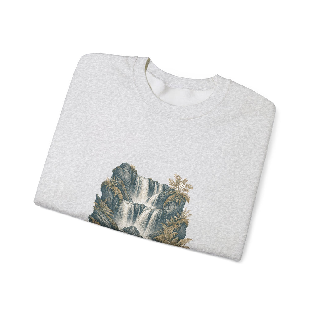 Matching Couple Sweatshirt - Wildfire & Waterfall Matching Couple Crewneck Sweatshirt Vintage Art His Hers Wedding Gift - Design B