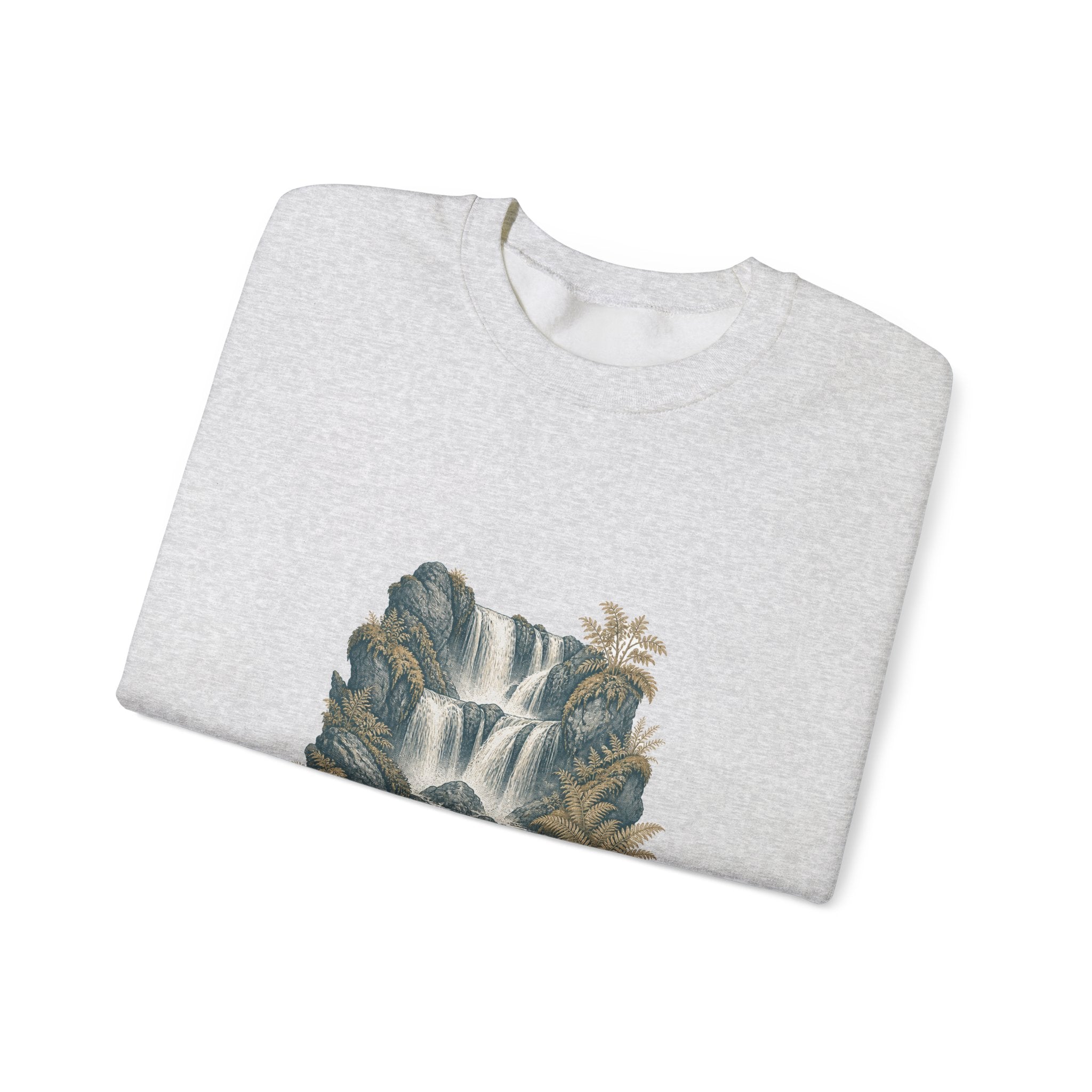 Matching Couple Sweatshirt - Wildfire & Waterfall Matching Couple Crewneck Sweatshirt Vintage Art His Hers Wedding Gift - Design B