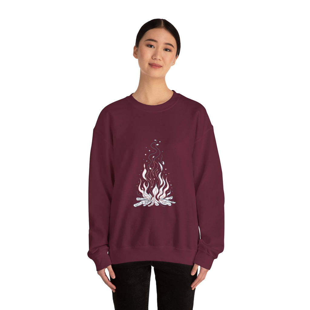 Matching Couple Sweatshirt - Wildfire & Waterfall Matching Couple Crewneck Sweatshirt Minimalist Art His Hers Valentine Gift - Design A