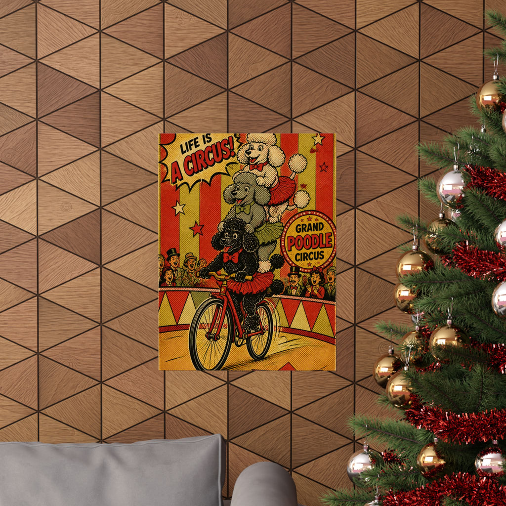 Poodle Stack Bicycle Wall Art Poster 24×36 Pop Art Restaurant Decor Maximalist Print