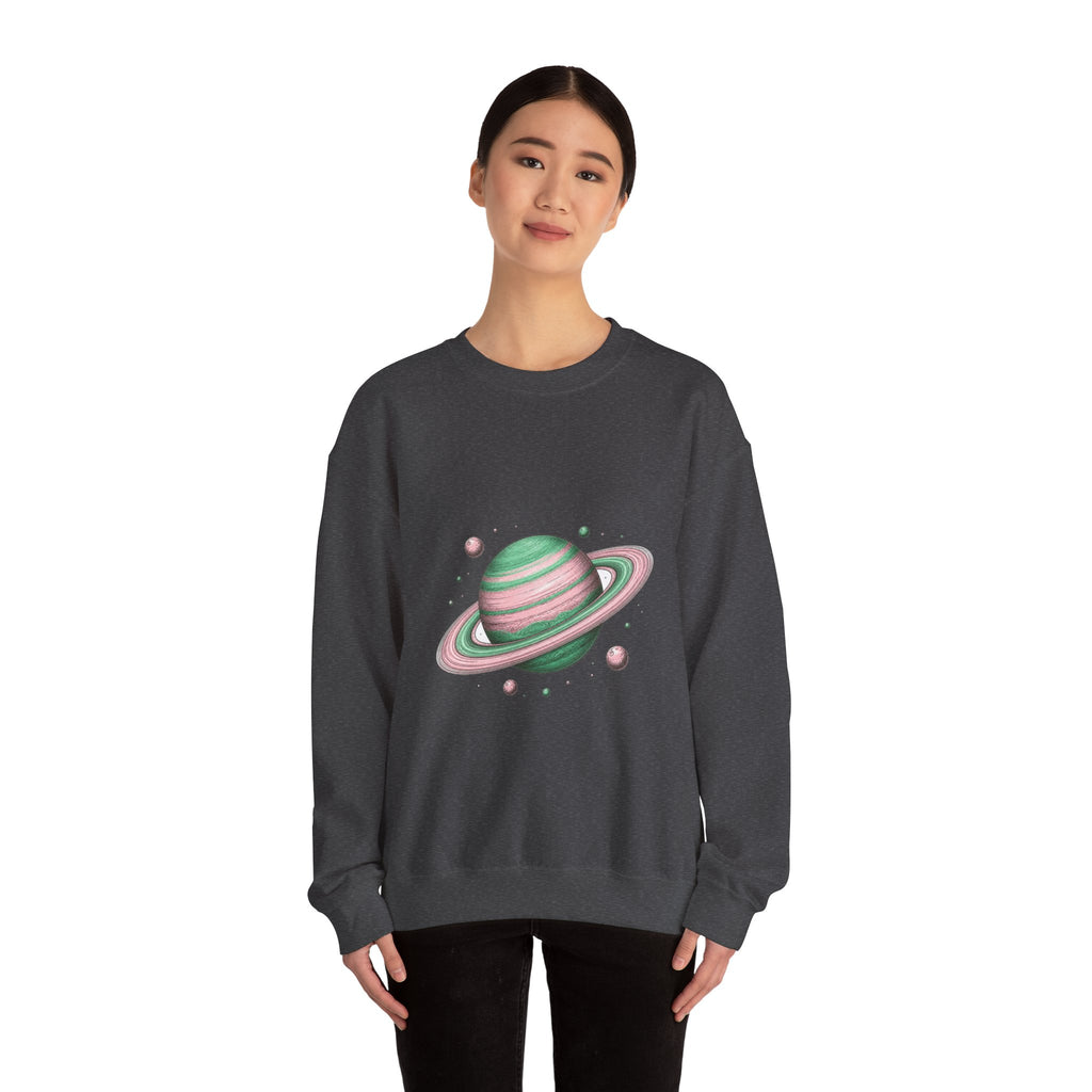 Matching Couple Sweatshirt - Saturn & Jupiter Matching Couple Premium Fleece Sweatshirt Hand-Drawn Art His Hers Anniversary Gift - Design A