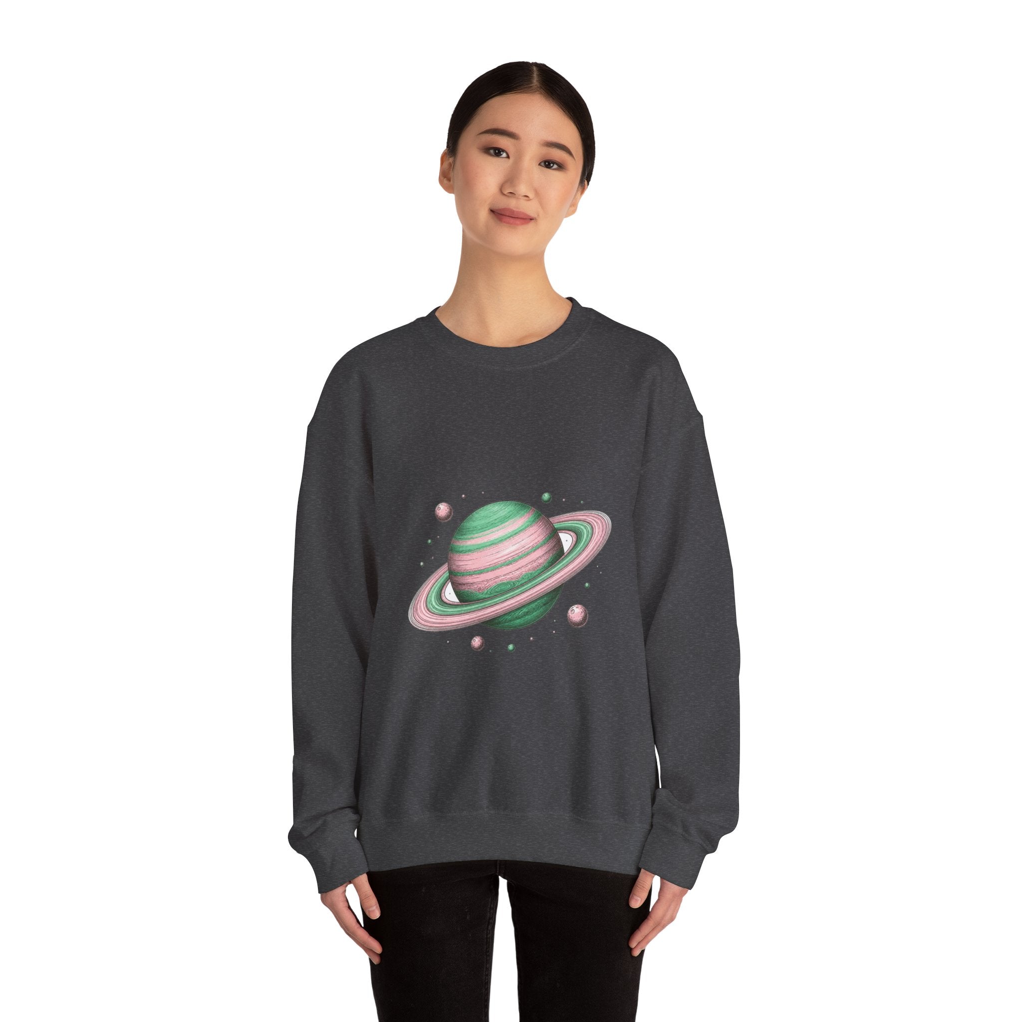 Matching Couple Sweatshirt - Saturn & Jupiter Matching Couple Premium Fleece Sweatshirt Hand-Drawn Art His Hers Anniversary Gift - Design A
