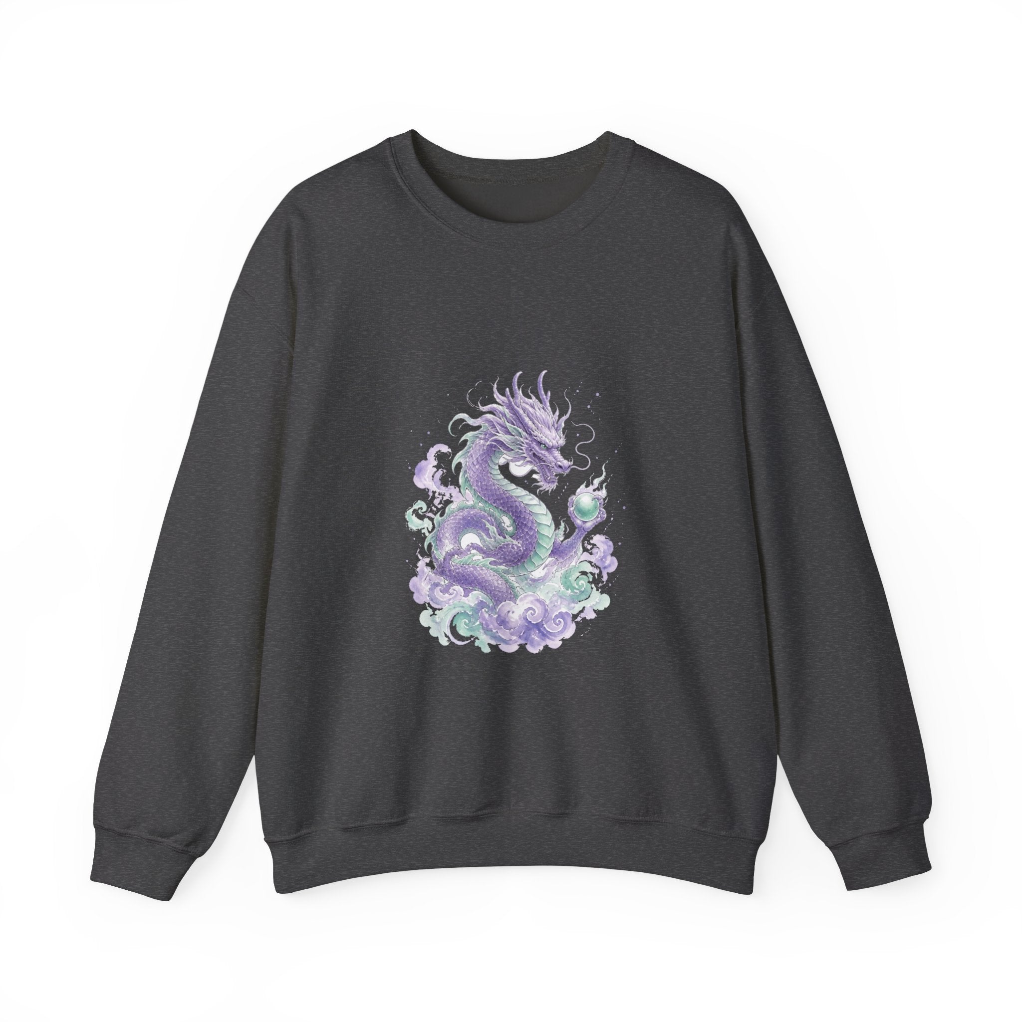 Matching Couple Sweatshirt - Dragon & Phoenix Matching Couple Crewneck Sweatshirt Watercolor Art His Hers Engagement Gift - Design A