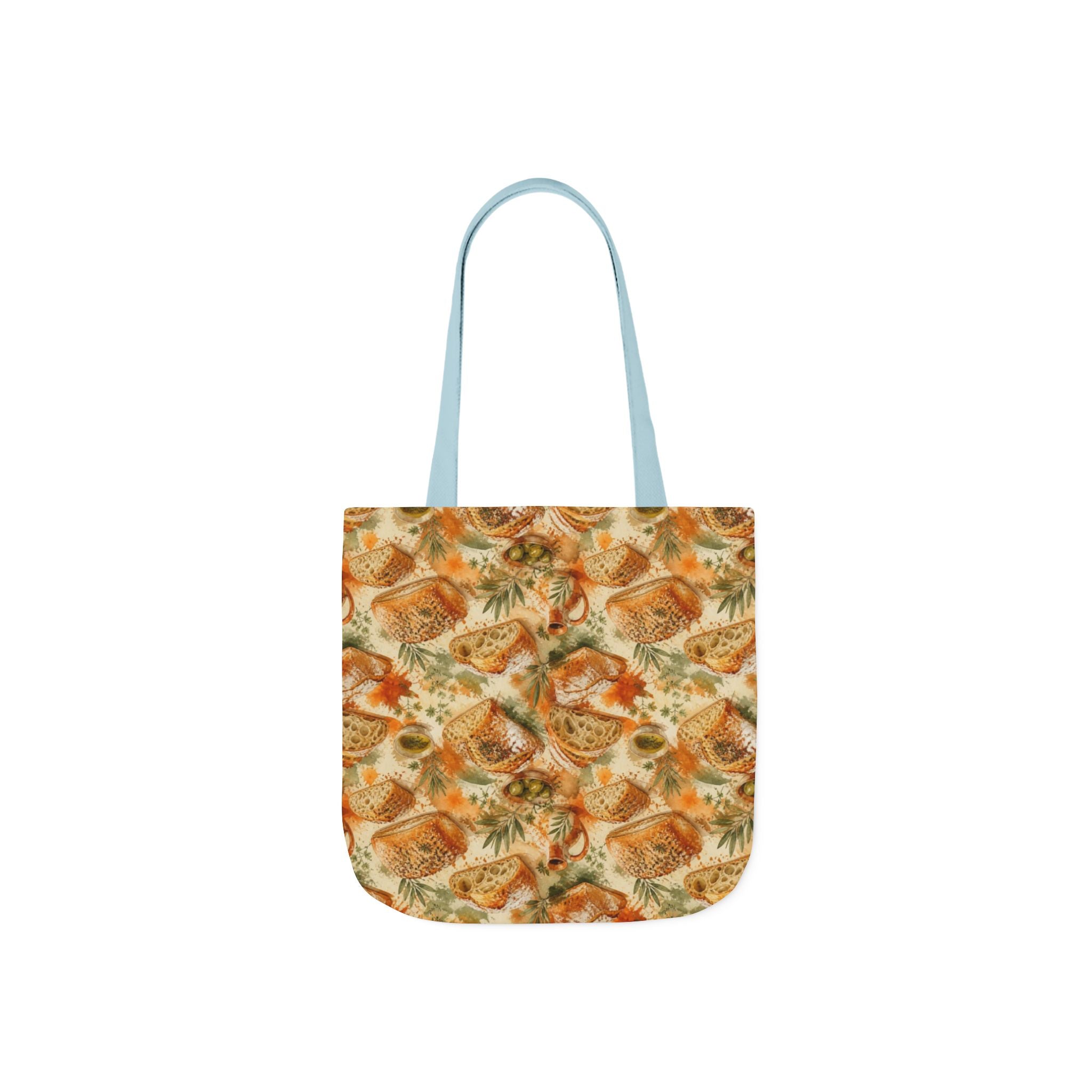 Ciabatta Rolls Canvas Tote Bag Mediterranean Kitchen Watercolor Splash Design Italian Cottagecore Gift