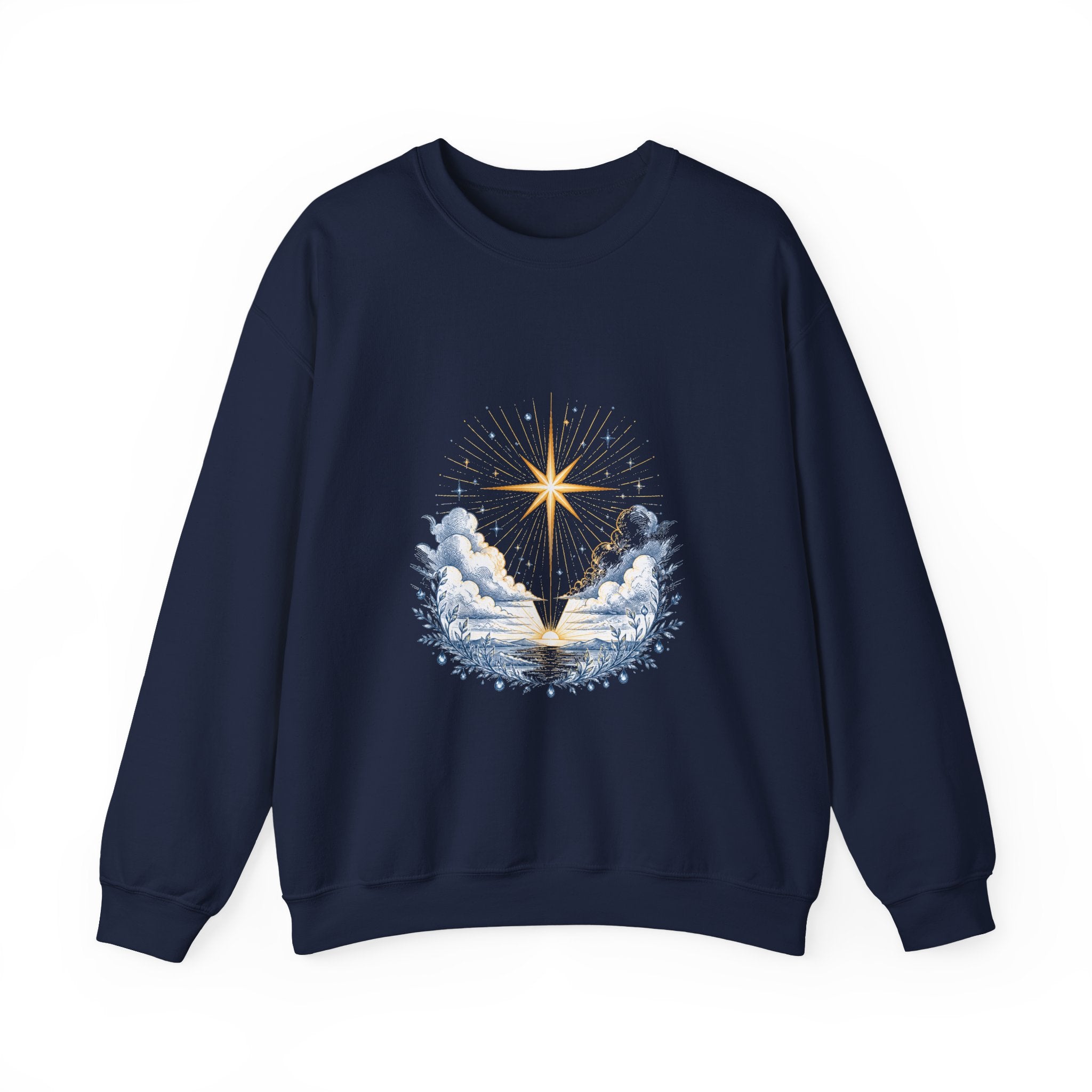Matching Couple Sweatshirt - Evening & Morning Star Matching Couple Premium Fleece Sweatshirt Hand-Drawn Art His Hers Anniversary Gift - Design B