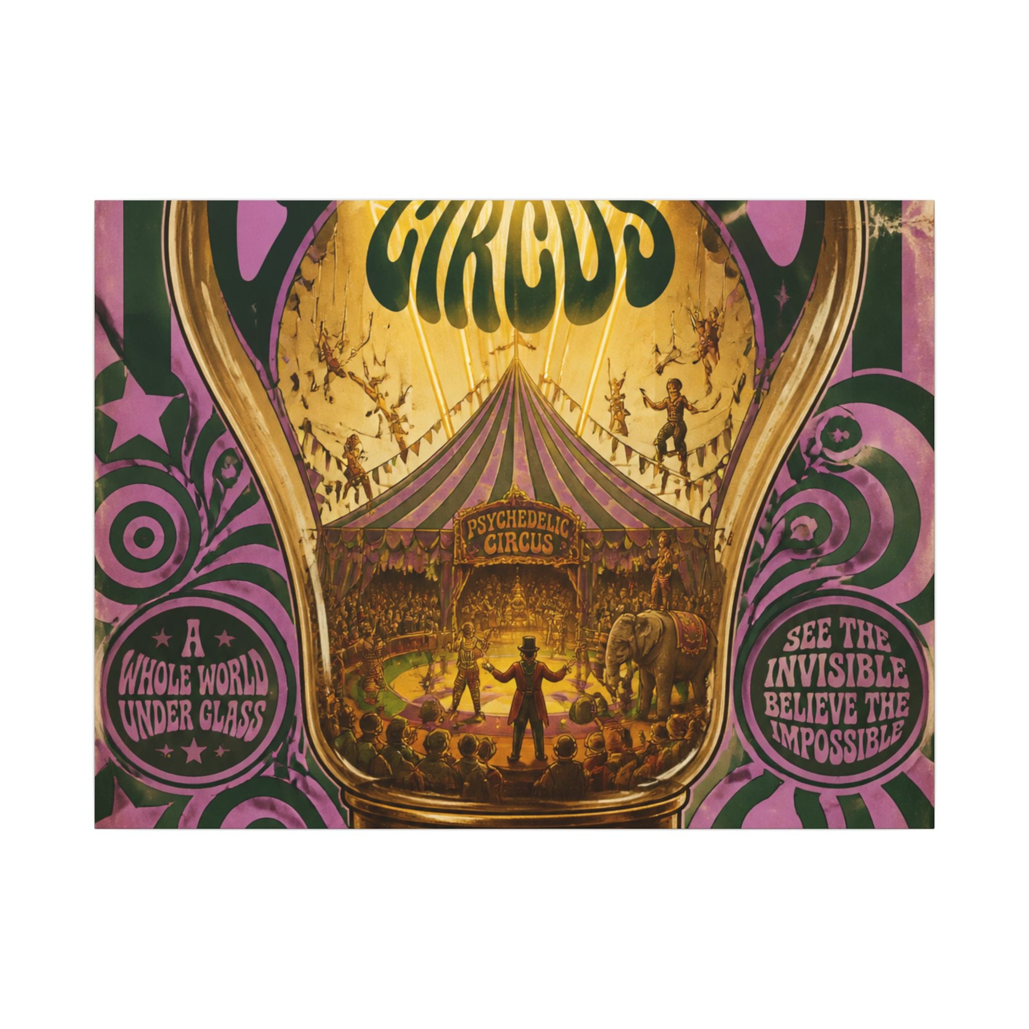 Light Bulb Circus Wall Art Canvas 16×20 Psychedelic Cafe Decor Maximalist Print