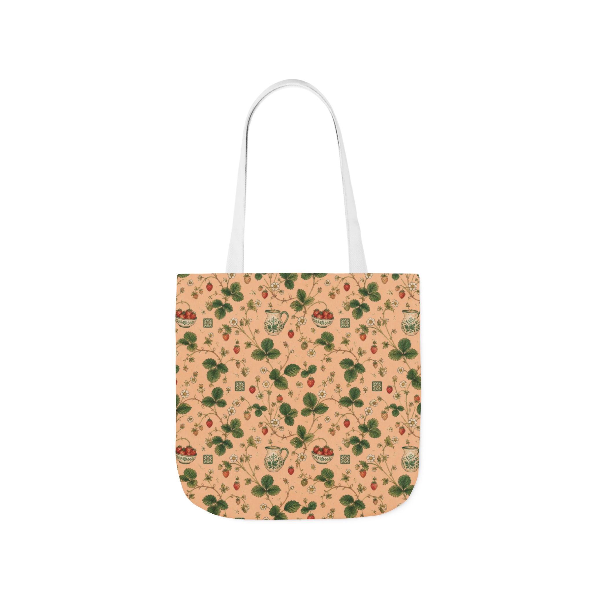 Wild Strawberries Canvas Tote Bag Mediterranean Kitchen Watercolor Design Italian Cottagecore Gift