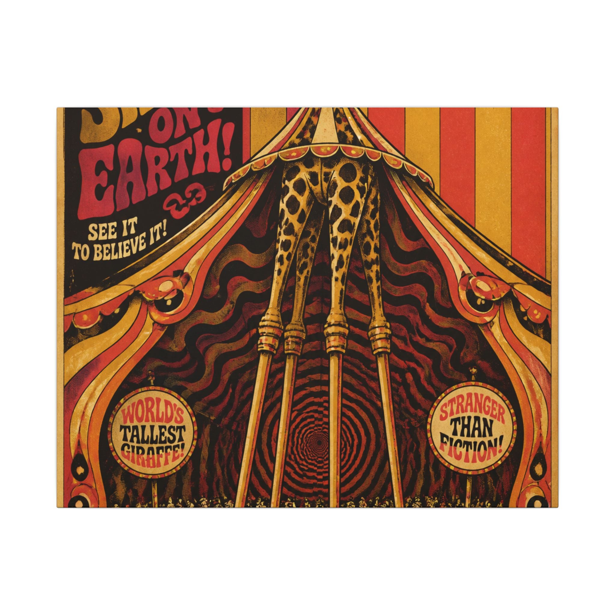 Giraffe on Stilts Wall Art Canvas 16×20 Psychedelic Cafe Decor Maximalist Print