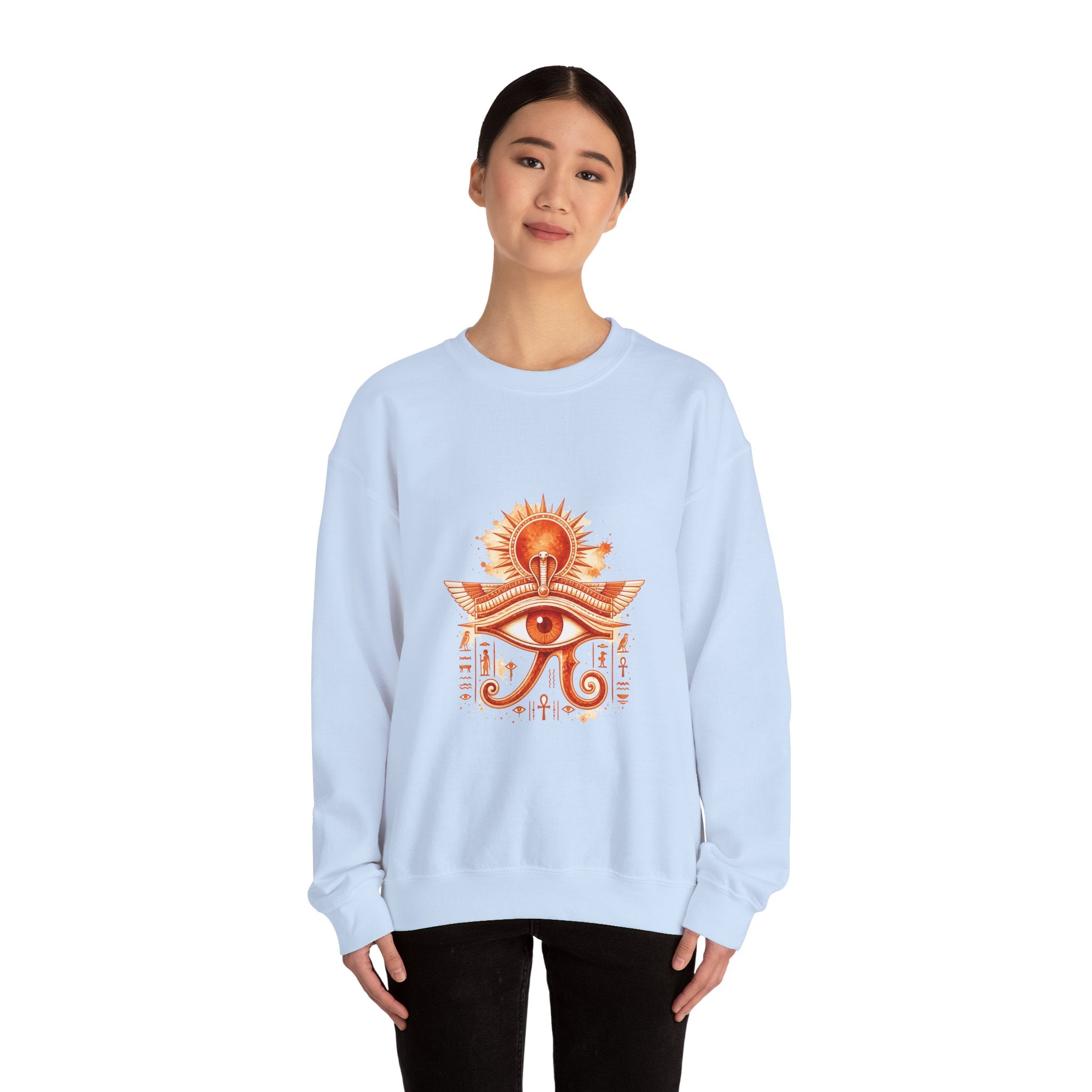 Matching Couple Sweatshirt - Eye of Ra & Horus Matching Couple Premium Fleece Sweatshirt Watercolor Art His Hers Birthday Gift - Design A