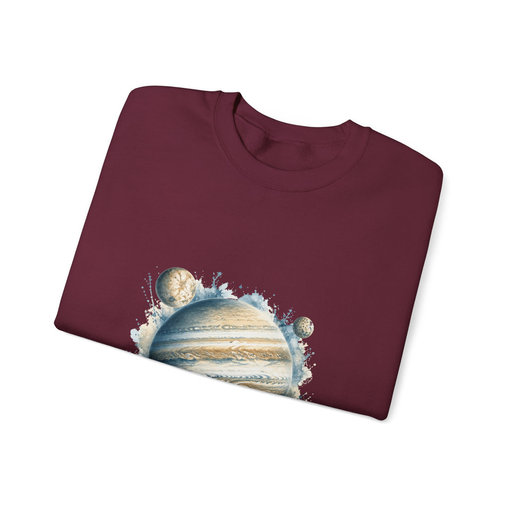 Matching Couple Sweatshirt - Saturn & Jupiter Matching Couple Crewneck Sweatshirt Watercolor Art His Hers Engagement Gift - Design B