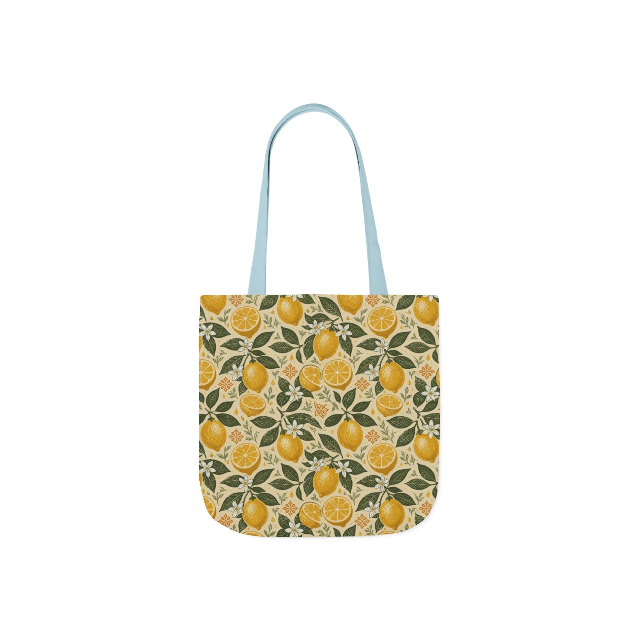 Meyer Lemons Canvas Tote Bag Mediterranean Kitchen Linocut Design Italian Cottagecore Gift
