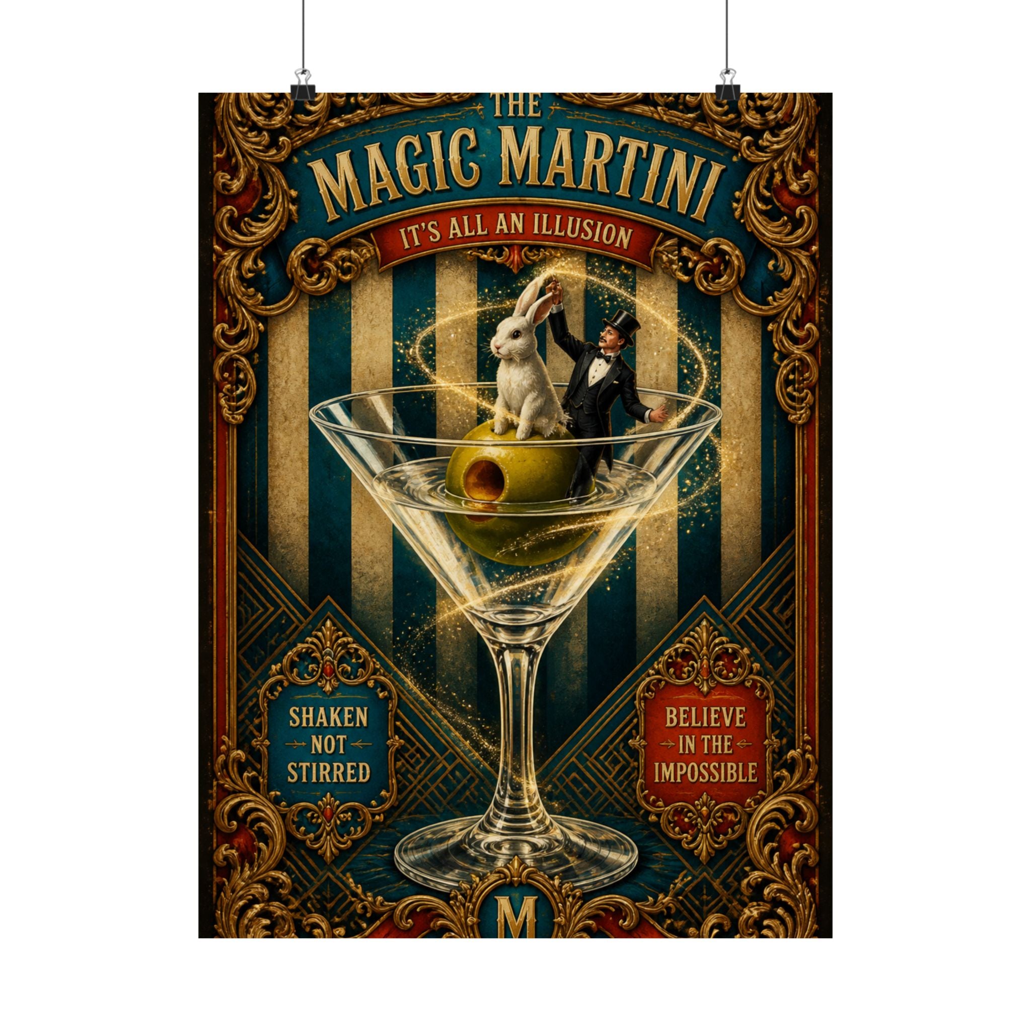 Martini Magician Wall Art Poster 18×24 Baroque Home Office Decor Maximalist Print