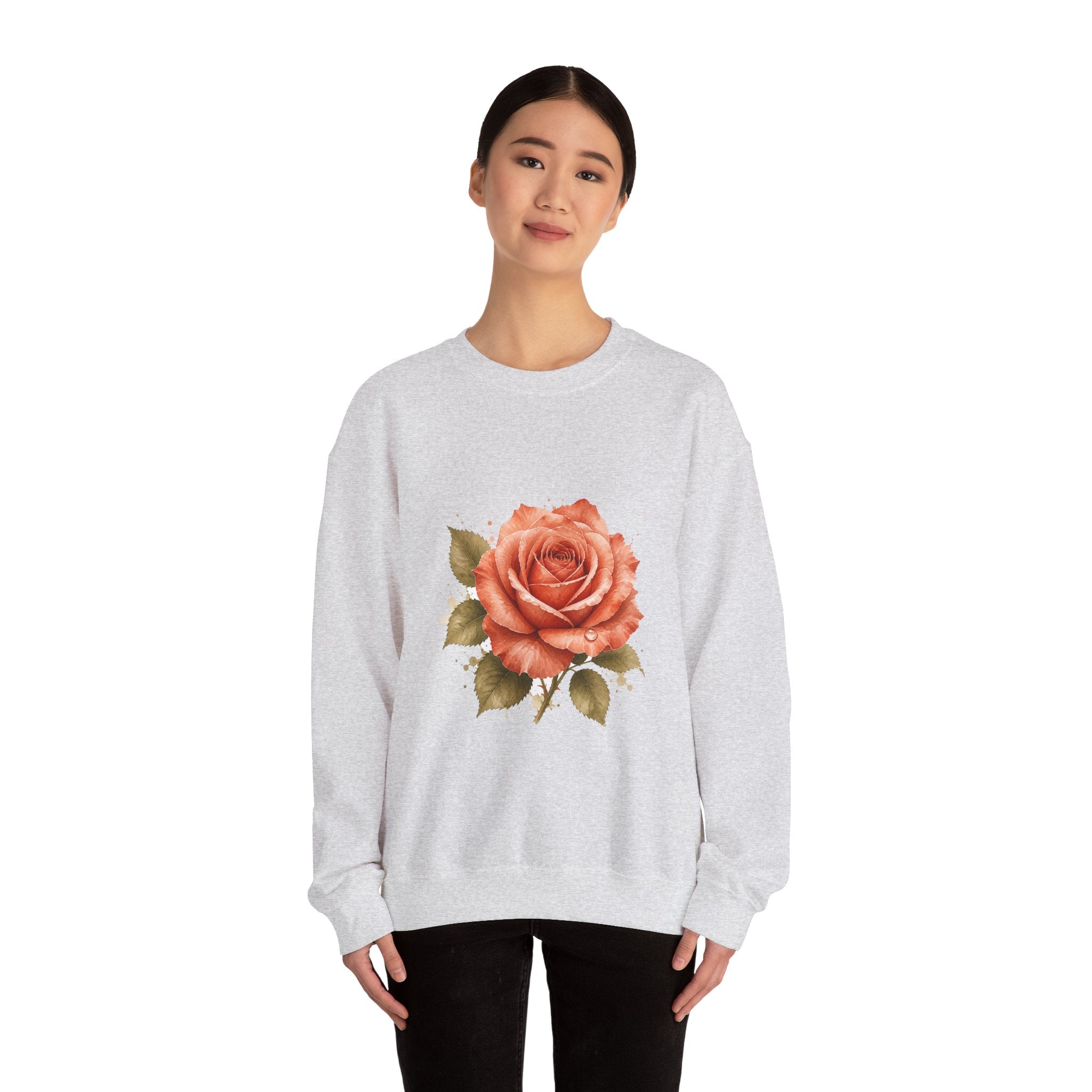 Matching Couple Sweatshirt - Rose & Thorn Matching Couple Premium Fleece Sweatshirt Watercolor Art His Hers Birthday Gift - Design A