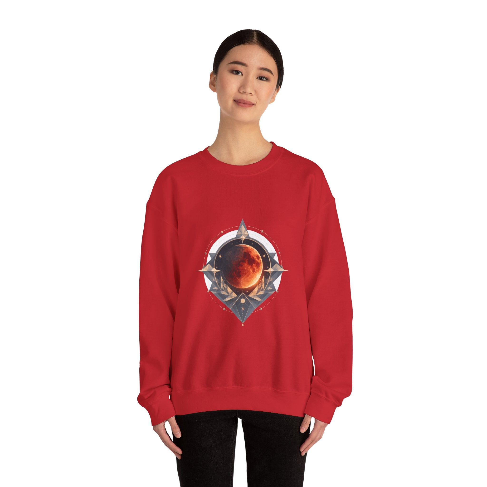 Matching Couple Sweatshirt - Solar & Lunar Eclipse Matching Couple Premium Fleece Sweatshirt Geometric Art His Hers Love Gift - Design B