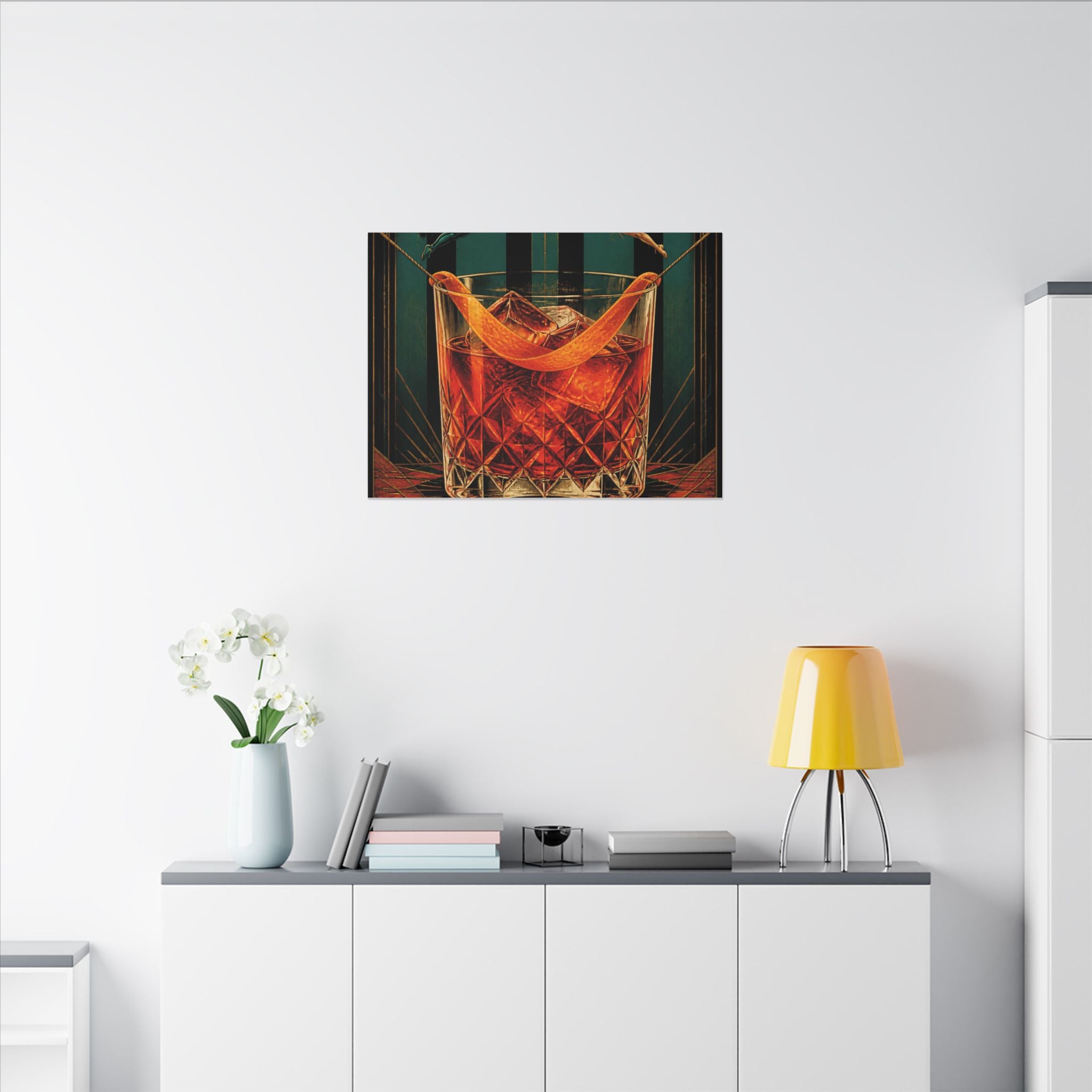 Negroni Trapeze Act Wall Art Canvas 24×36 Art Deco Bar Area Decor Maximalist Print