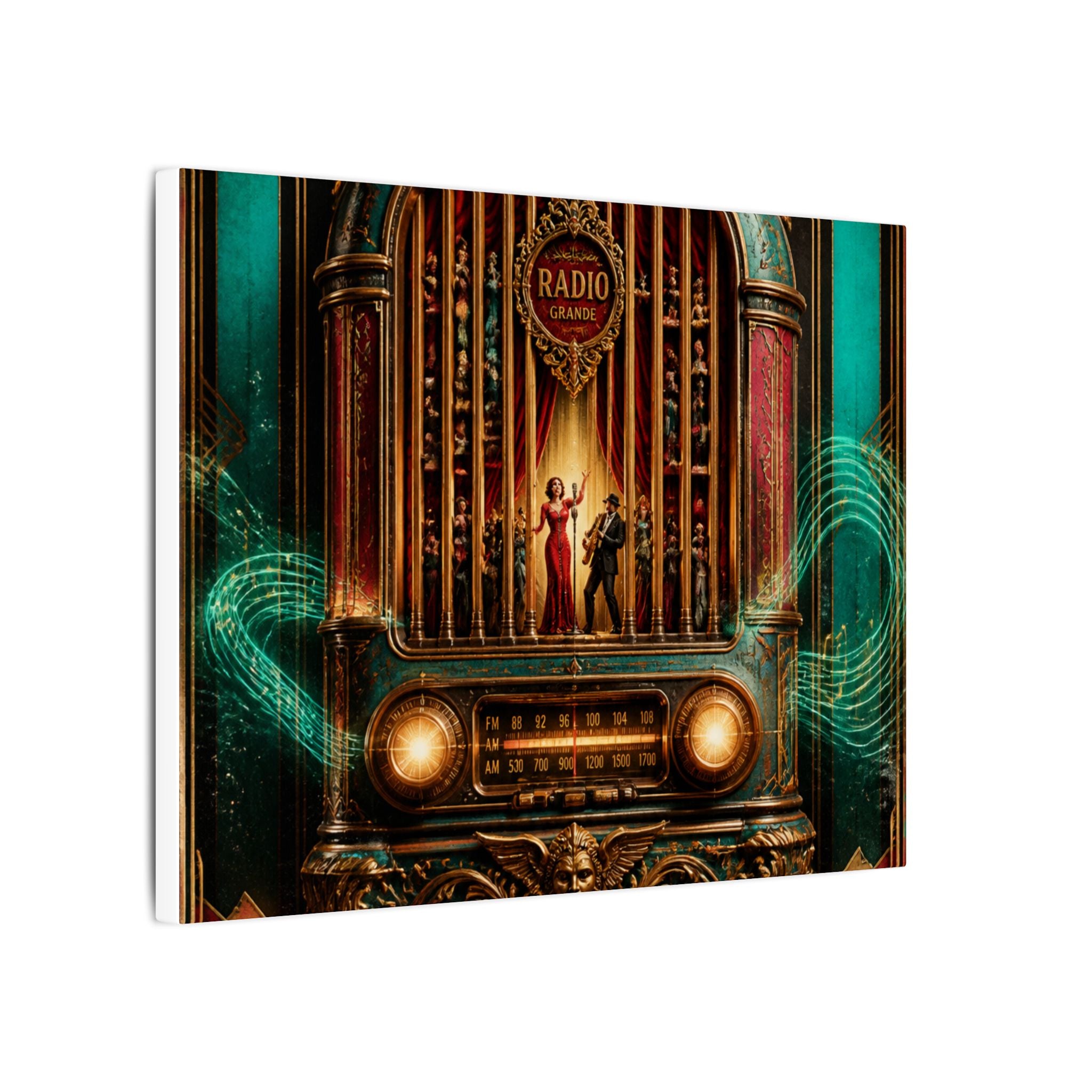 Vintage Radio Stage Wall Art Canvas 24×36 Baroque Studio Decor Maximalist Print